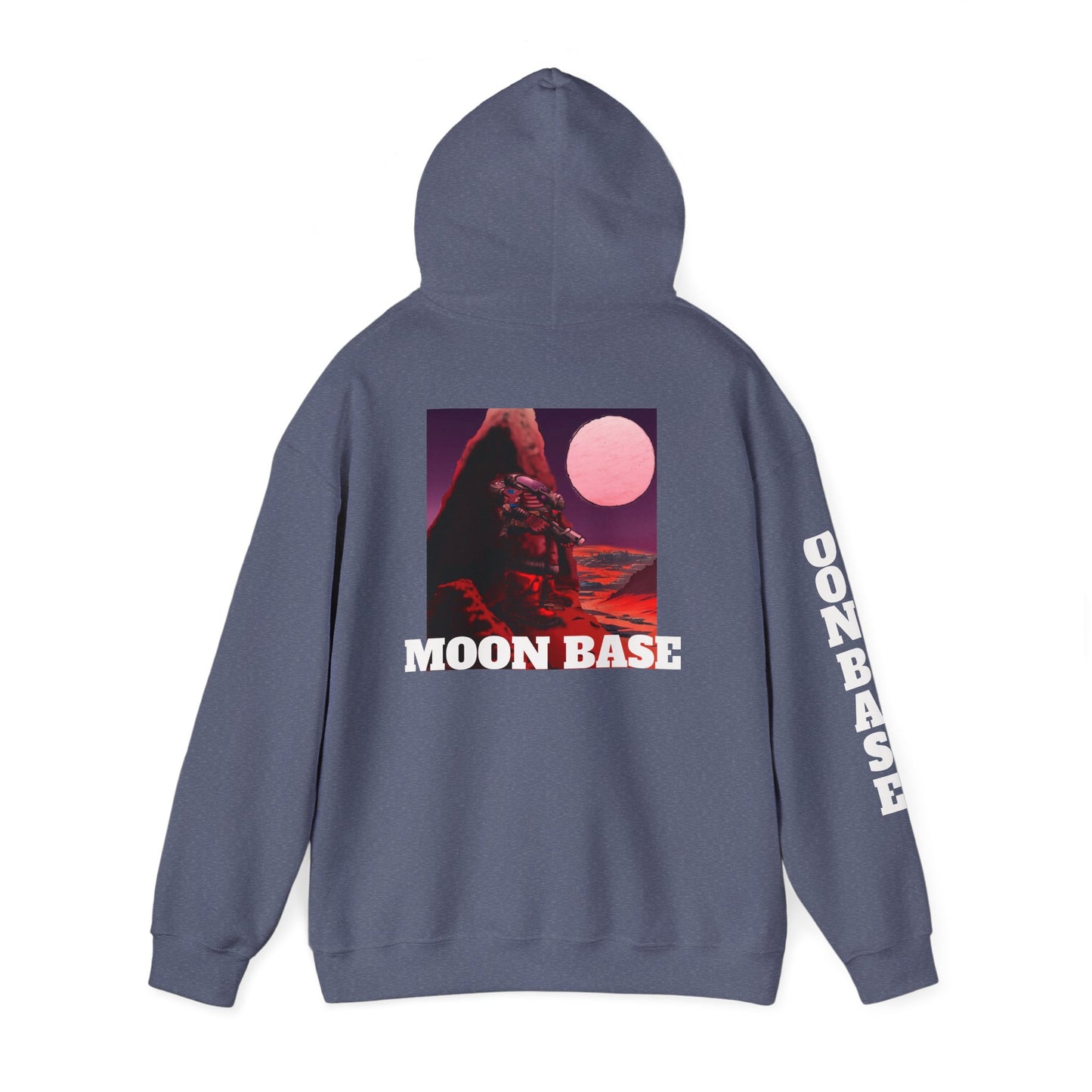 Science Fiction Hoodie - MOON BASE Space Colonist Heavy Blend™ hoodie by Cheshire Moon T-Shirts and Designs