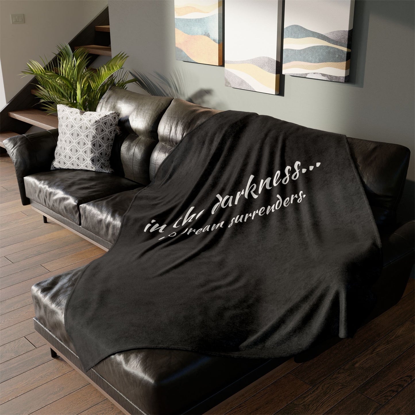 No Dream Surrenders" Cozy Blanket - Inspirational Fantasy Blanket by Cheshire Moon T-Shirts and Designs