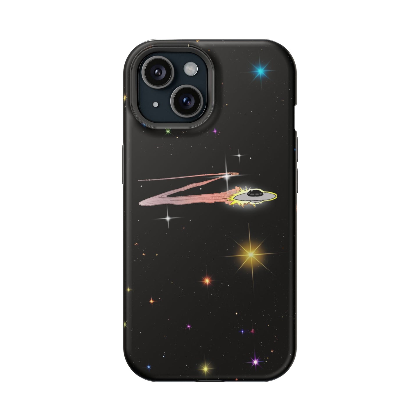 'Flying Saucer' Resistant Phone Case, Galaxy Space Design, Perfect Gift for Sci-Fi Lovers, Unique Phone Protector, Starry Night