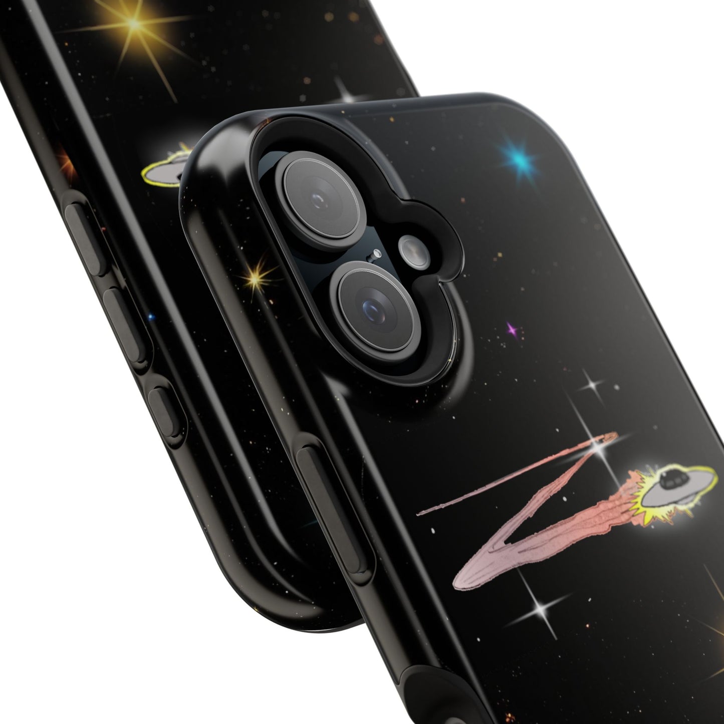 'Flying Saucer' Resistant Phone Case, Galaxy Space Design, Perfect Gift for Sci-Fi Lovers, Unique Phone Protector, Starry Night