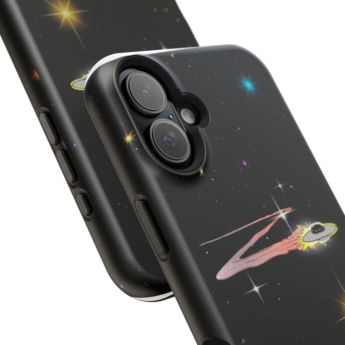 'Flying Saucer' Resistant Phone Case, Galaxy Space Design, Perfect Gift for Sci-Fi Lovers, Unique Phone Protector, Starry Night