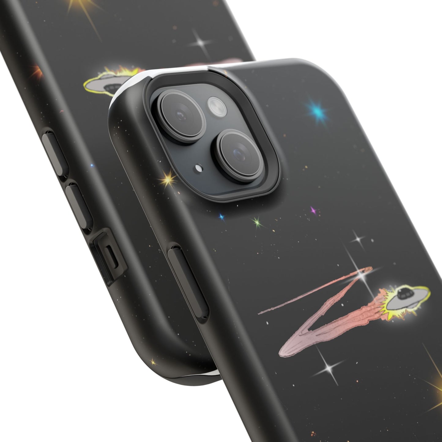'Flying Saucer' Resistant Phone Case, Galaxy Space Design, Perfect Gift for Sci-Fi Lovers, Unique Phone Protector, Starry Night