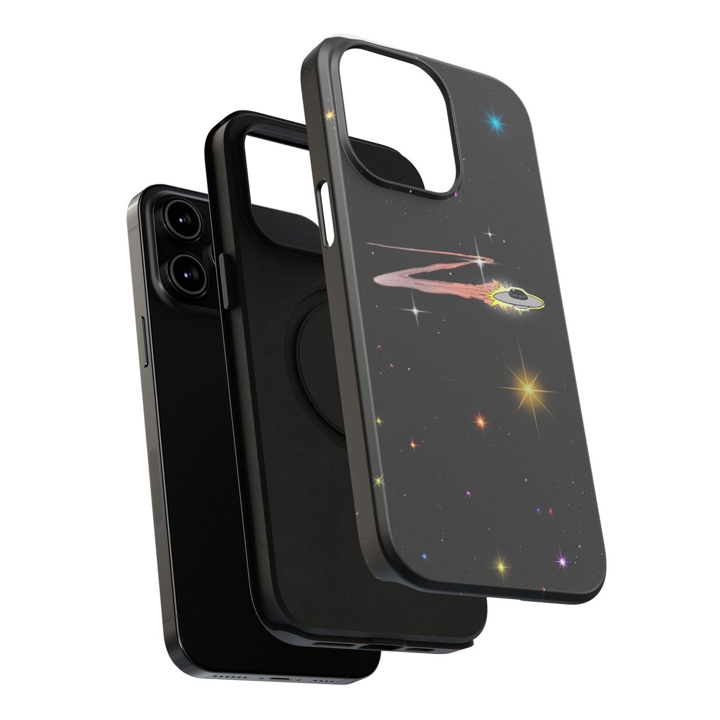 'Flying Saucer' Resistant Phone Case, Galaxy Space Design, Perfect Gift for Sci-Fi Lovers, Unique Phone Protector, Starry Night