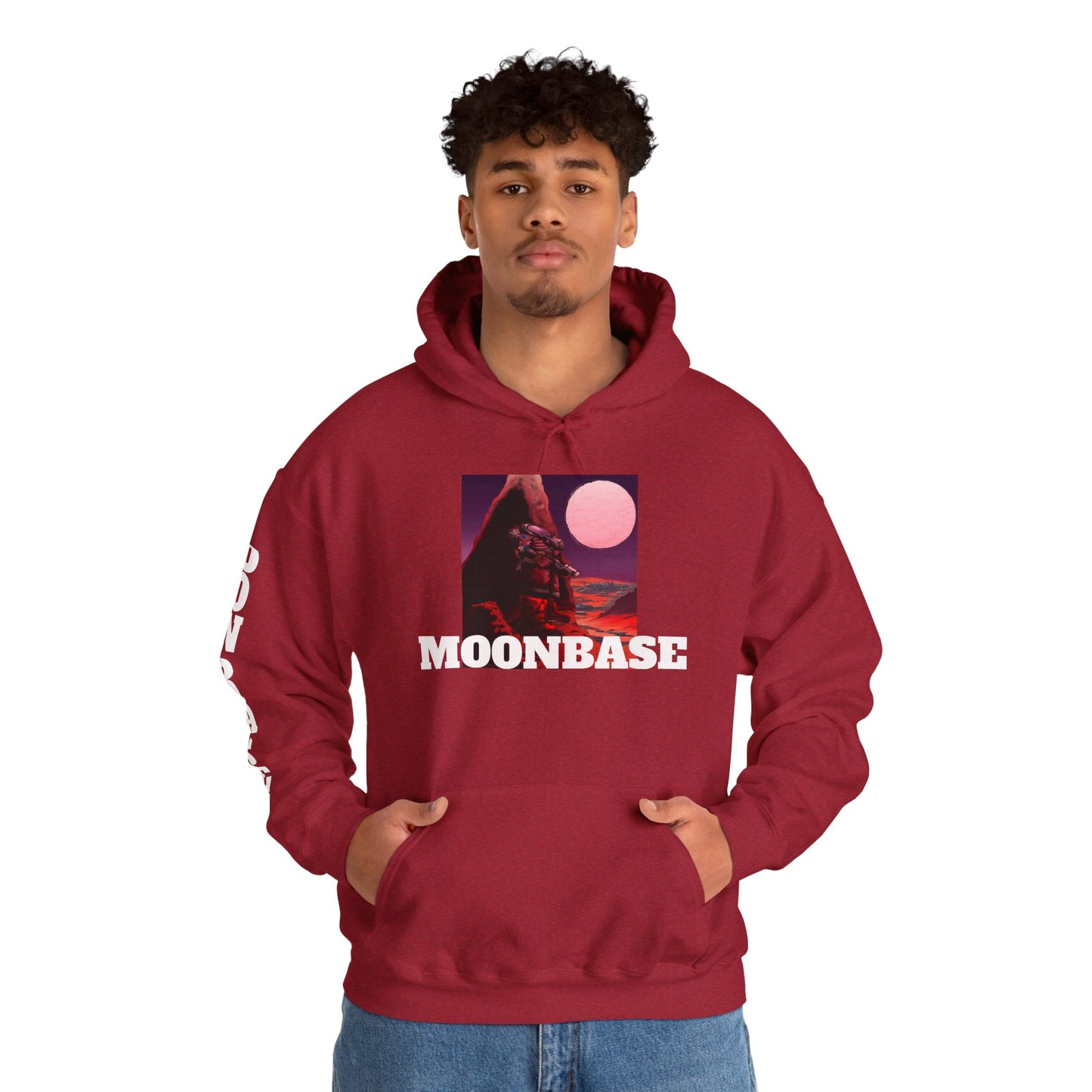 Science Fiction Hoodie - MOON BASE Space Colonist Heavy Blend™ hoodie by Cheshire Moon T-Shirts and Designs