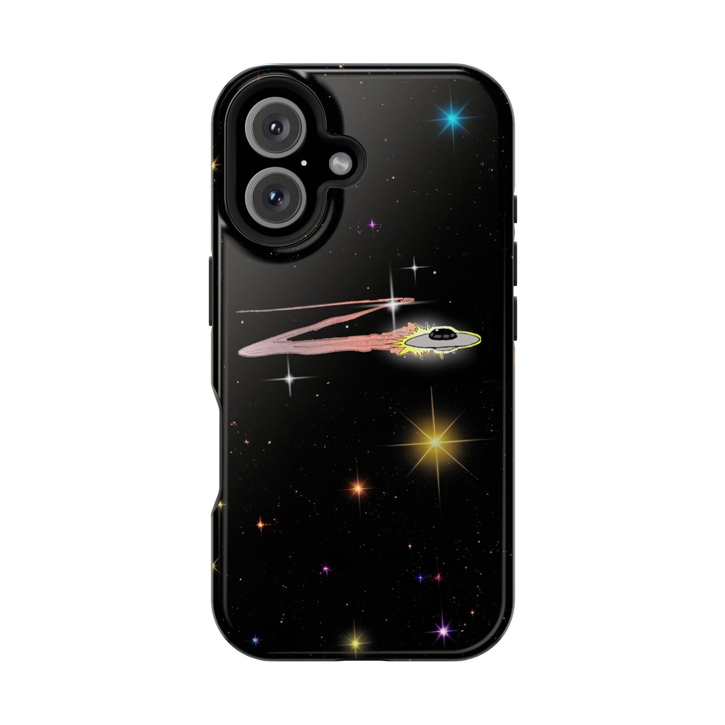 'Flying Saucer' Resistant Phone Case, Galaxy Space Design, Perfect Gift for Sci-Fi Lovers, Unique Phone Protector, Starry Night