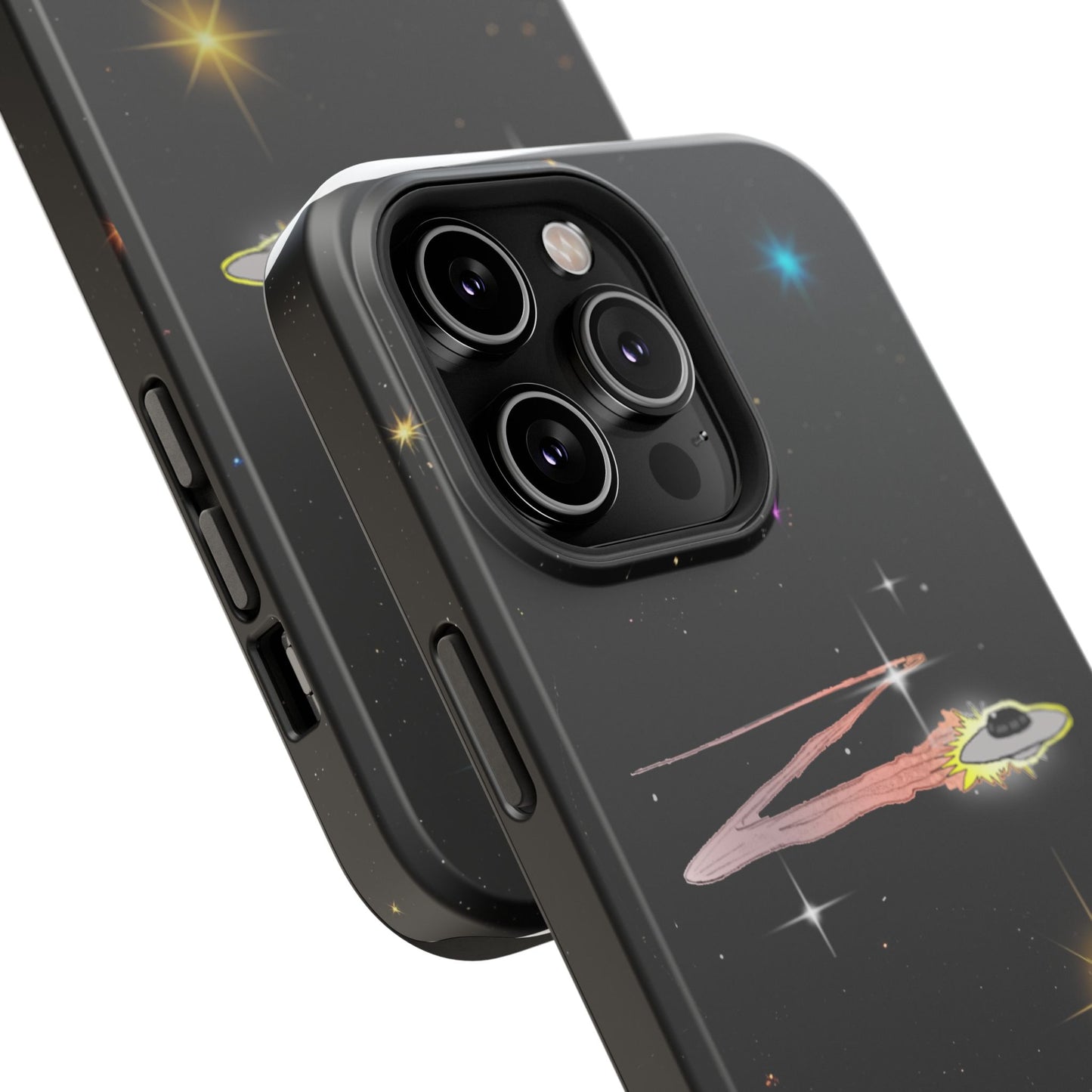 'Flying Saucer' Resistant Phone Case, Galaxy Space Design, Perfect Gift for Sci-Fi Lovers, Unique Phone Protector, Starry Night
