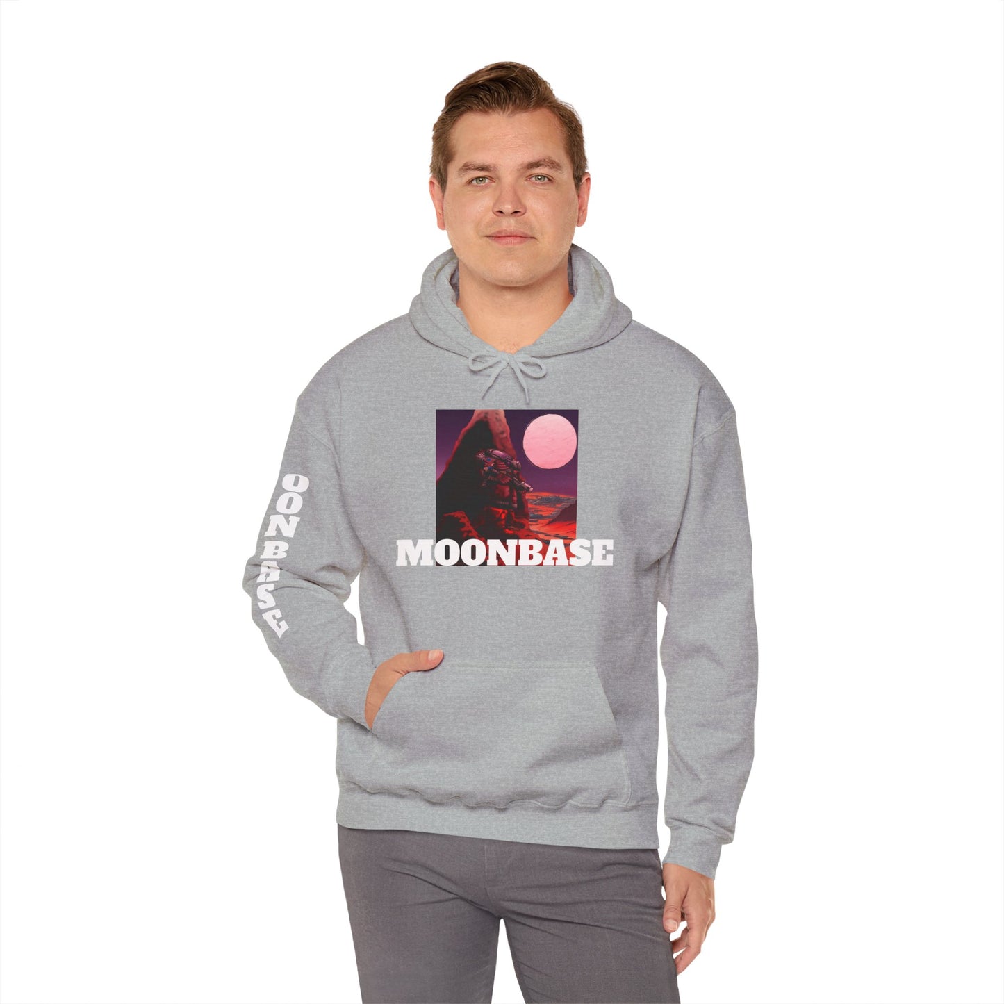 Science Fiction Hoodie - MOON BASE Space Colonist Heavy Blend™ hoodie by Cheshire Moon T-Shirts and Designs