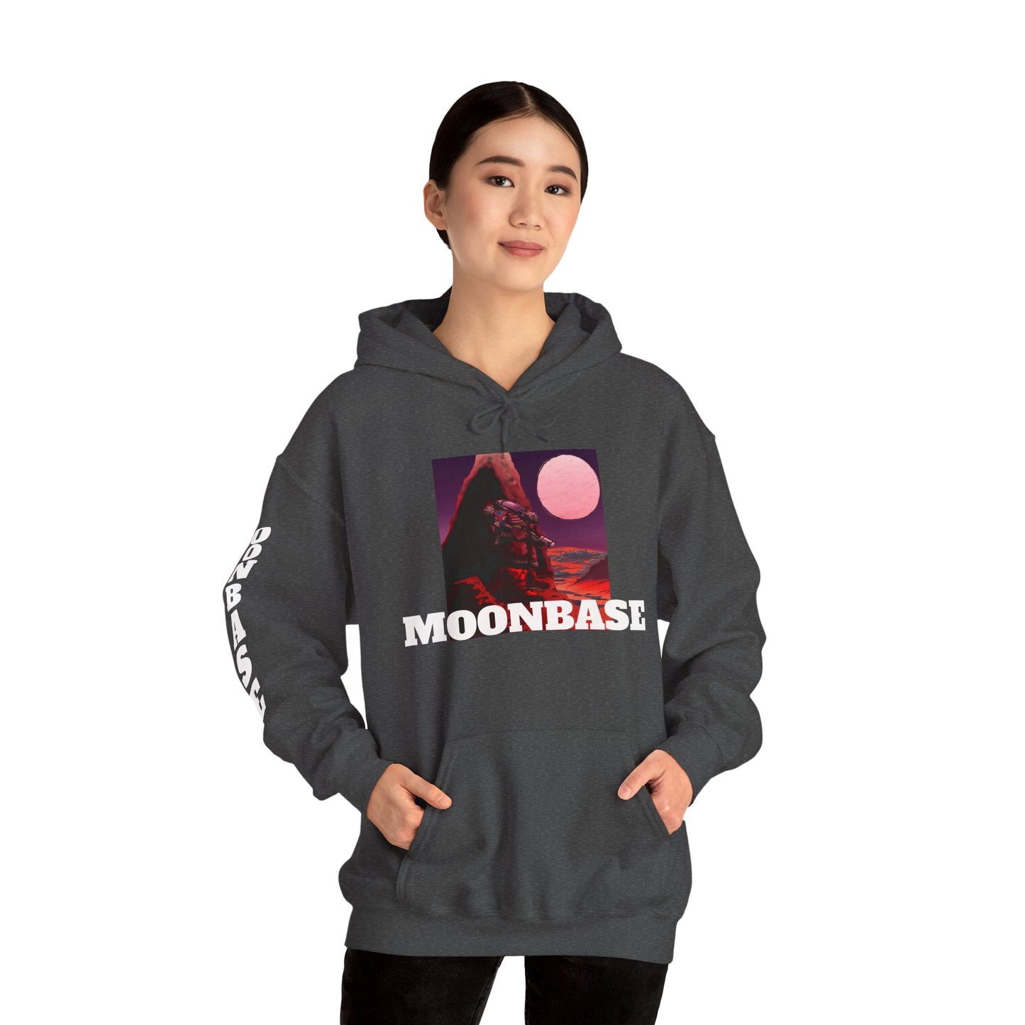 Science Fiction Hoodie - MOON BASE Space Colonist Heavy Blend™ hoodie by Cheshire Moon T-Shirts and Designs