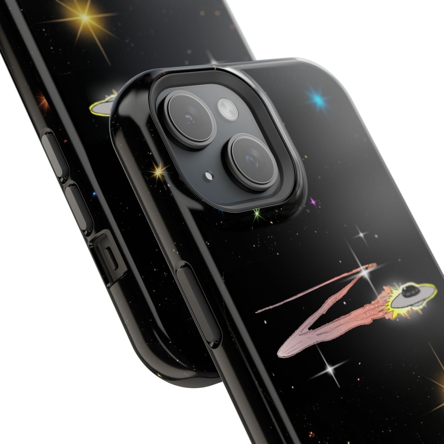 'Flying Saucer' Resistant Phone Case, Galaxy Space Design, Perfect Gift for Sci-Fi Lovers, Unique Phone Protector, Starry Night