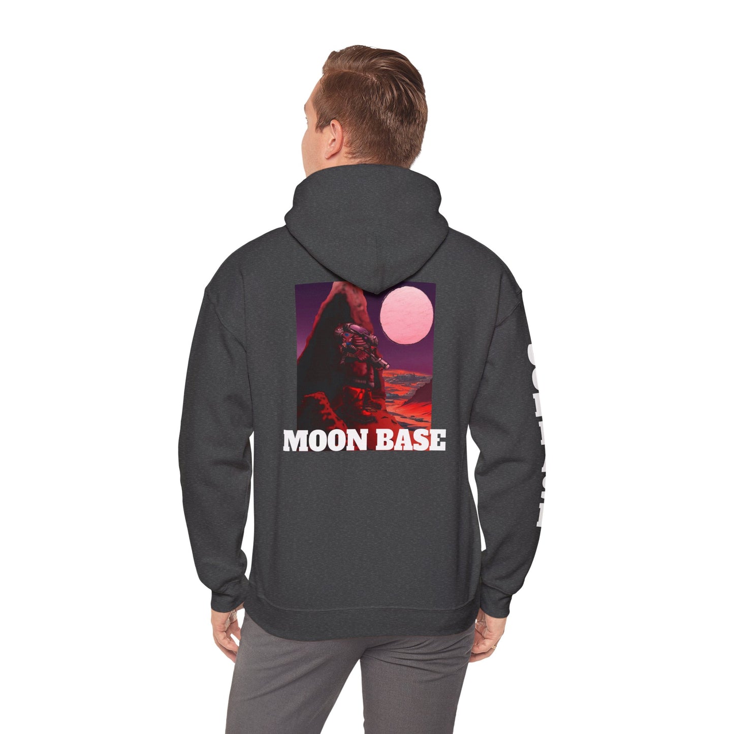 Science Fiction Hoodie - MOON BASE Space Colonist Heavy Blend™ hoodie by Cheshire Moon T-Shirts and Designs