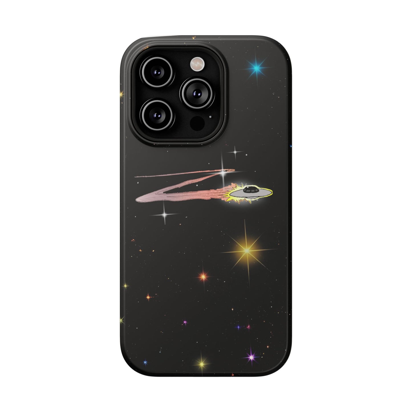 'Flying Saucer' Resistant Phone Case, Galaxy Space Design, Perfect Gift for Sci-Fi Lovers, Unique Phone Protector, Starry Night