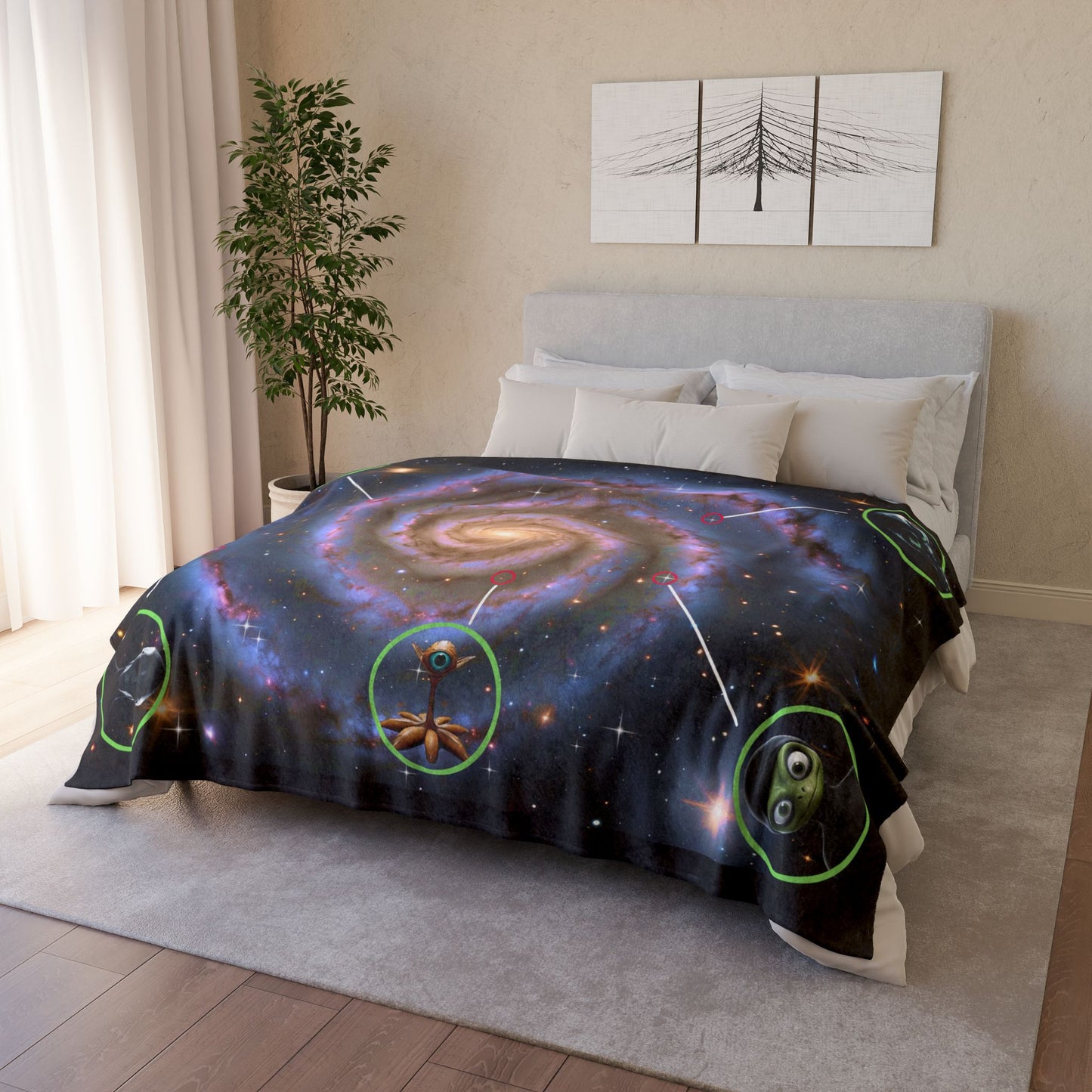 "ALIEN NEIGHBORHOOD" Blanket: Your Guide to the Galactic Block by Cheshire Moon T-Shirts and Designs Blanket