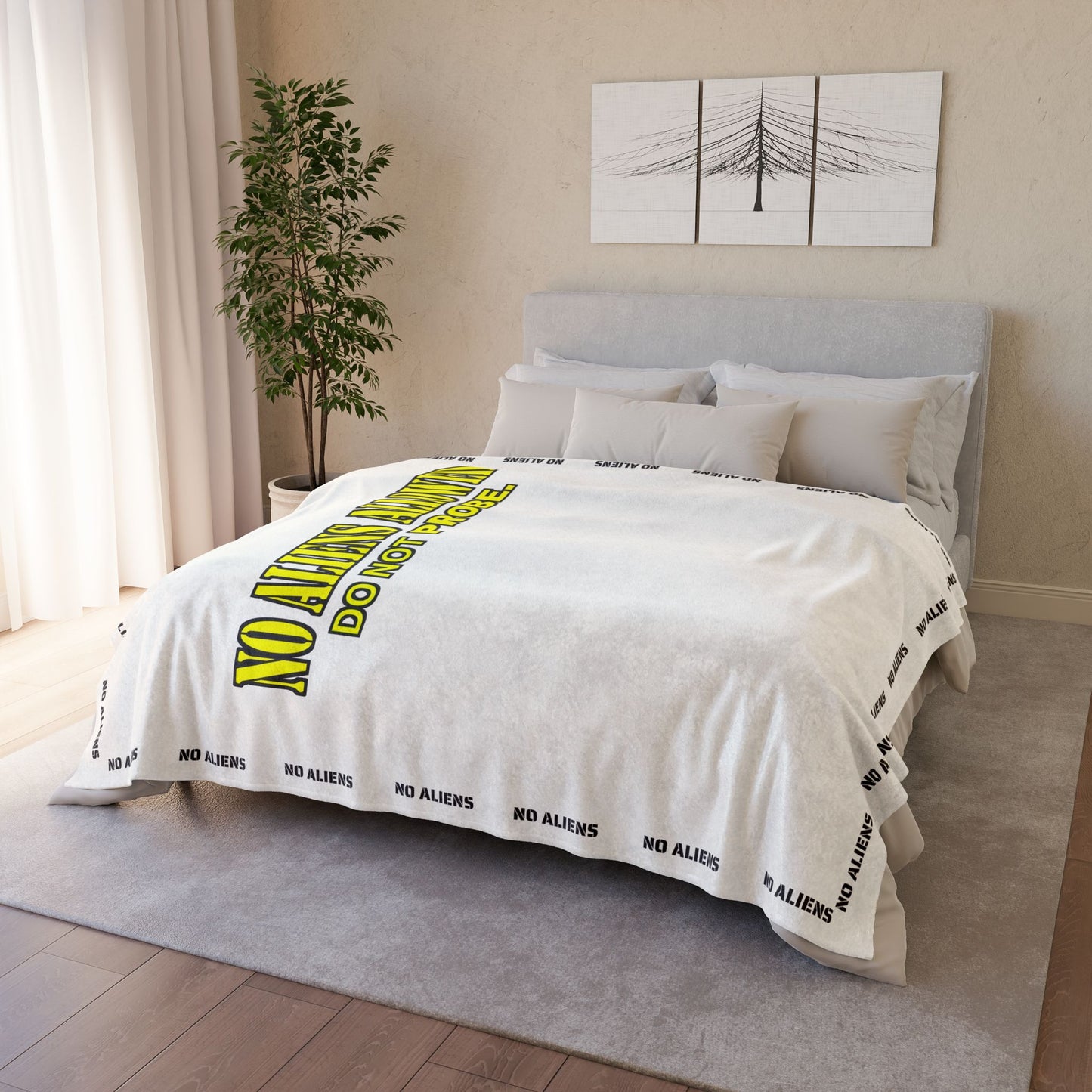 UFO Repellent Throw: "No Aliens Allowed" - Cozy, Humorous, and Guaranteed to Deter Probing and Alien Squatters from Your Personal Space! by Cheshire Moon T-Shirts and Designs