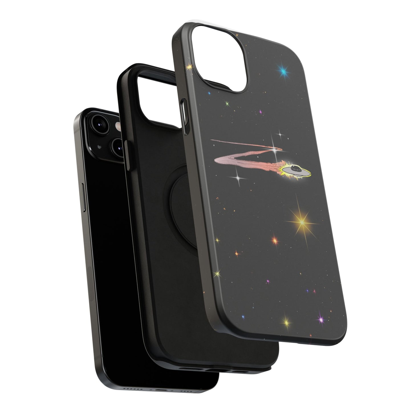 'Flying Saucer' Resistant Phone Case, Galaxy Space Design, Perfect Gift for Sci-Fi Lovers, Unique Phone Protector, Starry Night