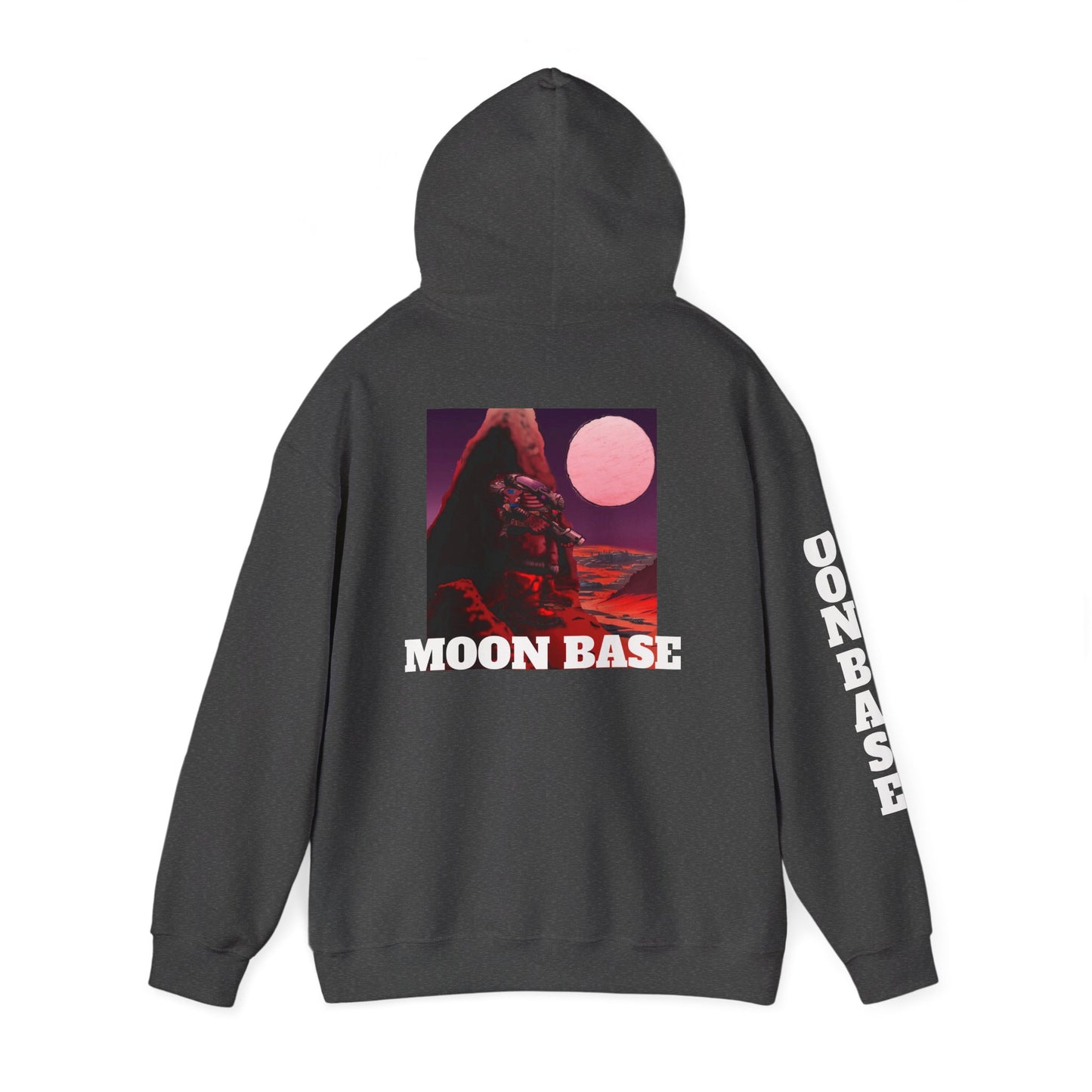 Science Fiction Hoodie - MOON BASE Space Colonist Heavy Blend™ hoodie by Cheshire Moon T-Shirts and Designs