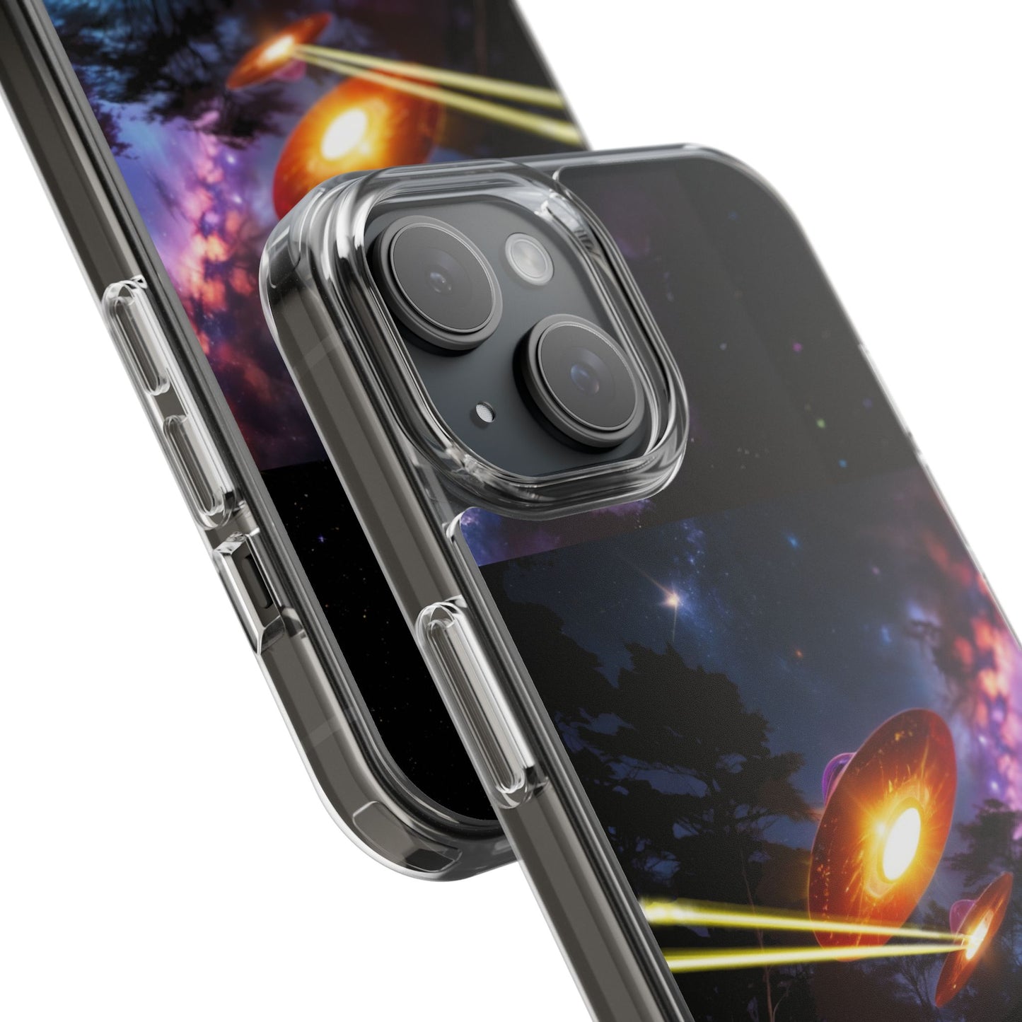 Cosmic Phone Case with 'Saucers' Design Phone Cover, Unique Gift for sci-fi Lovers, Trendy Tech Accessory, Chill Vibe