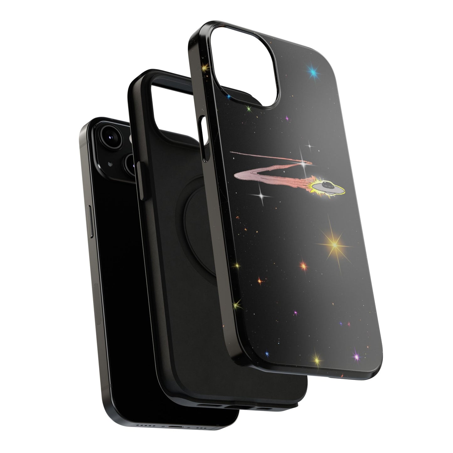 'Flying Saucer' Resistant Phone Case, Galaxy Space Design, Perfect Gift for Sci-Fi Lovers, Unique Phone Protector, Starry Night