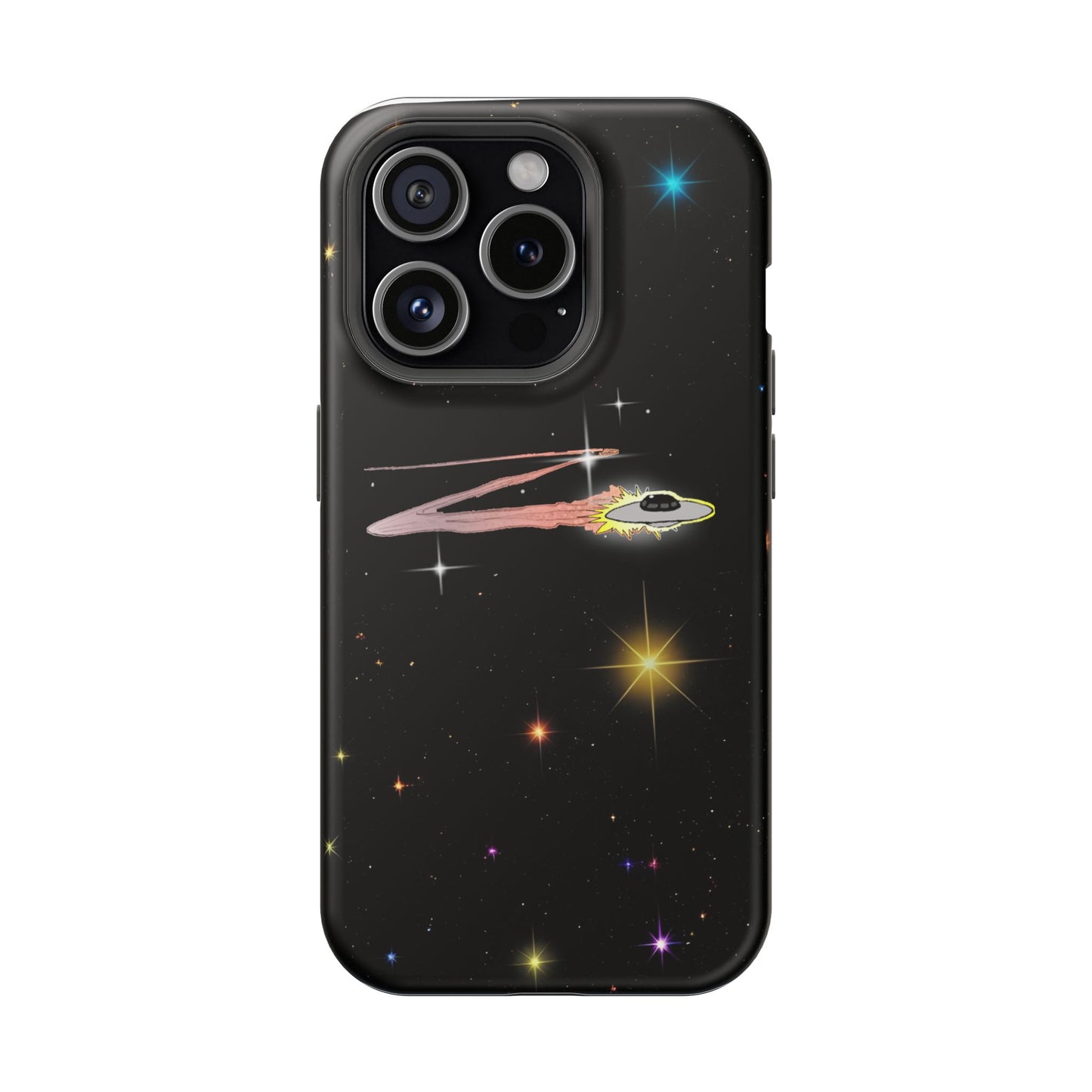 'Flying Saucer' Resistant Phone Case, Galaxy Space Design, Perfect Gift for Sci-Fi Lovers, Unique Phone Protector, Starry Night