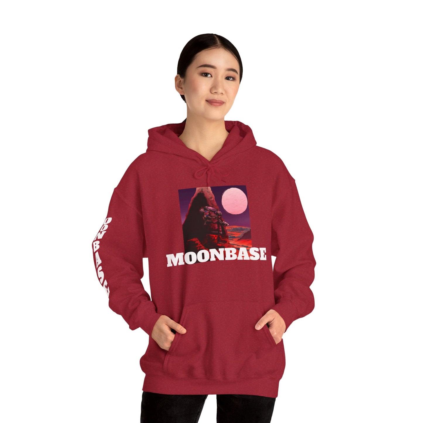 Science Fiction Hoodie - MOON BASE Space Colonist Heavy Blend™ hoodie by Cheshire Moon T-Shirts and Designs
