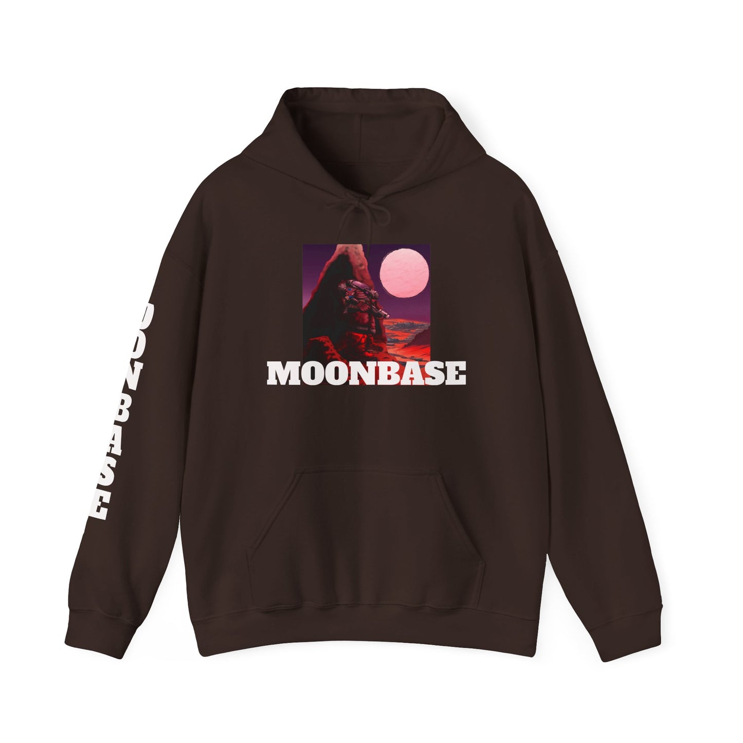 Science Fiction Hoodie - MOON BASE Space Colonist Heavy Blend™ hoodie by Cheshire Moon T-Shirts and Designs