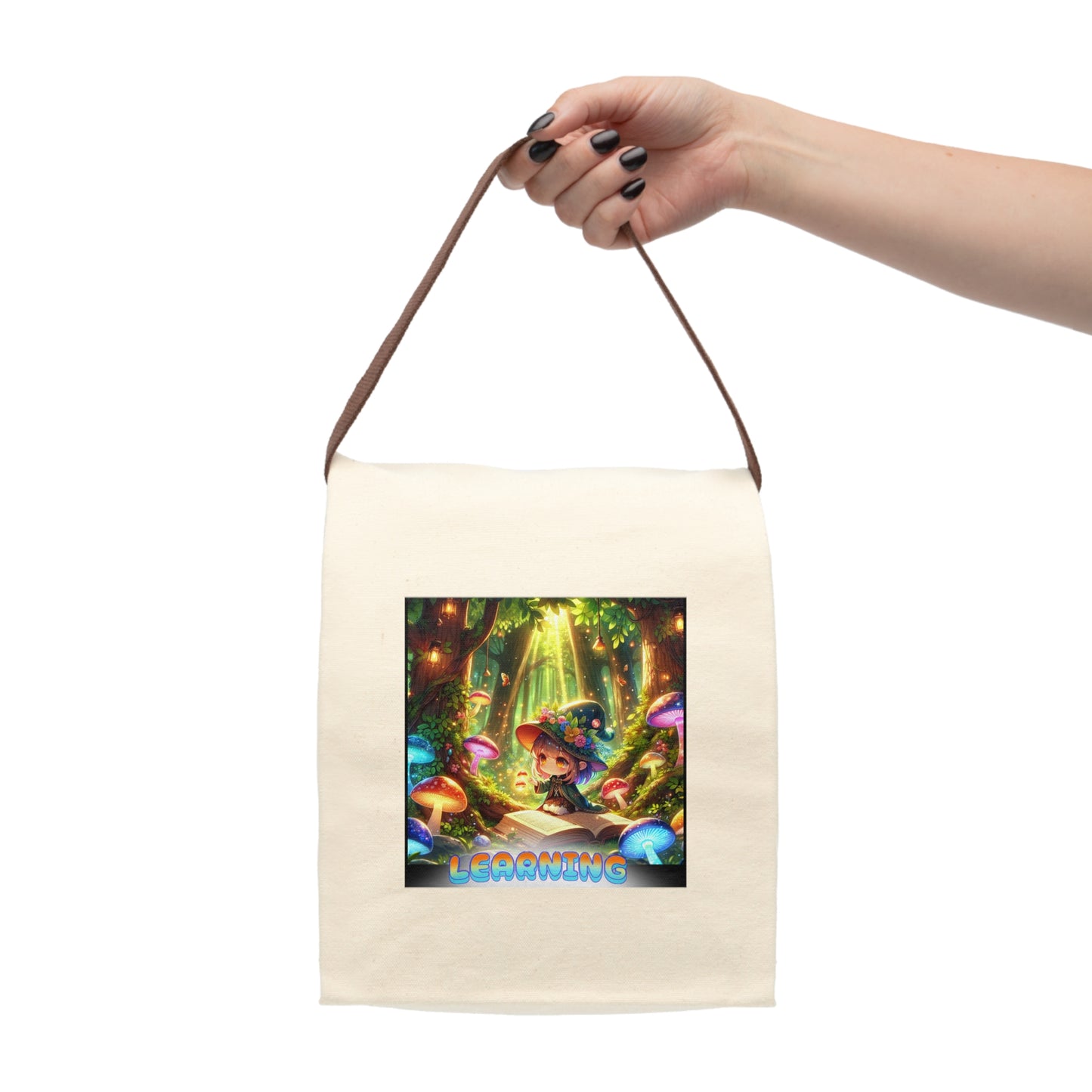 Beautiful Canvas Chibli Lunch Bag - 'LEARNING' by Cheshire Moon T-Shirts and Designs