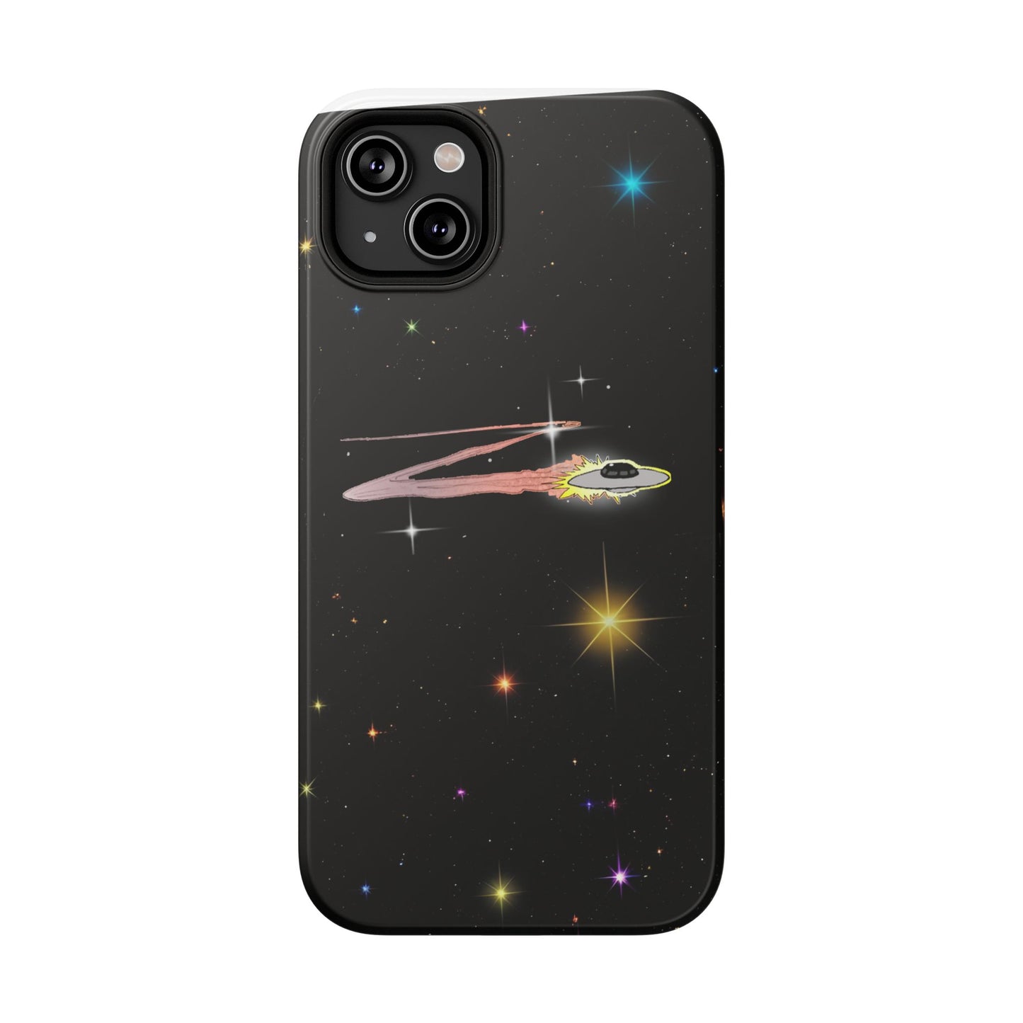 'Flying Saucer' Resistant Phone Case, Galaxy Space Design, Perfect Gift for Sci-Fi Lovers, Unique Phone Protector, Starry Night
