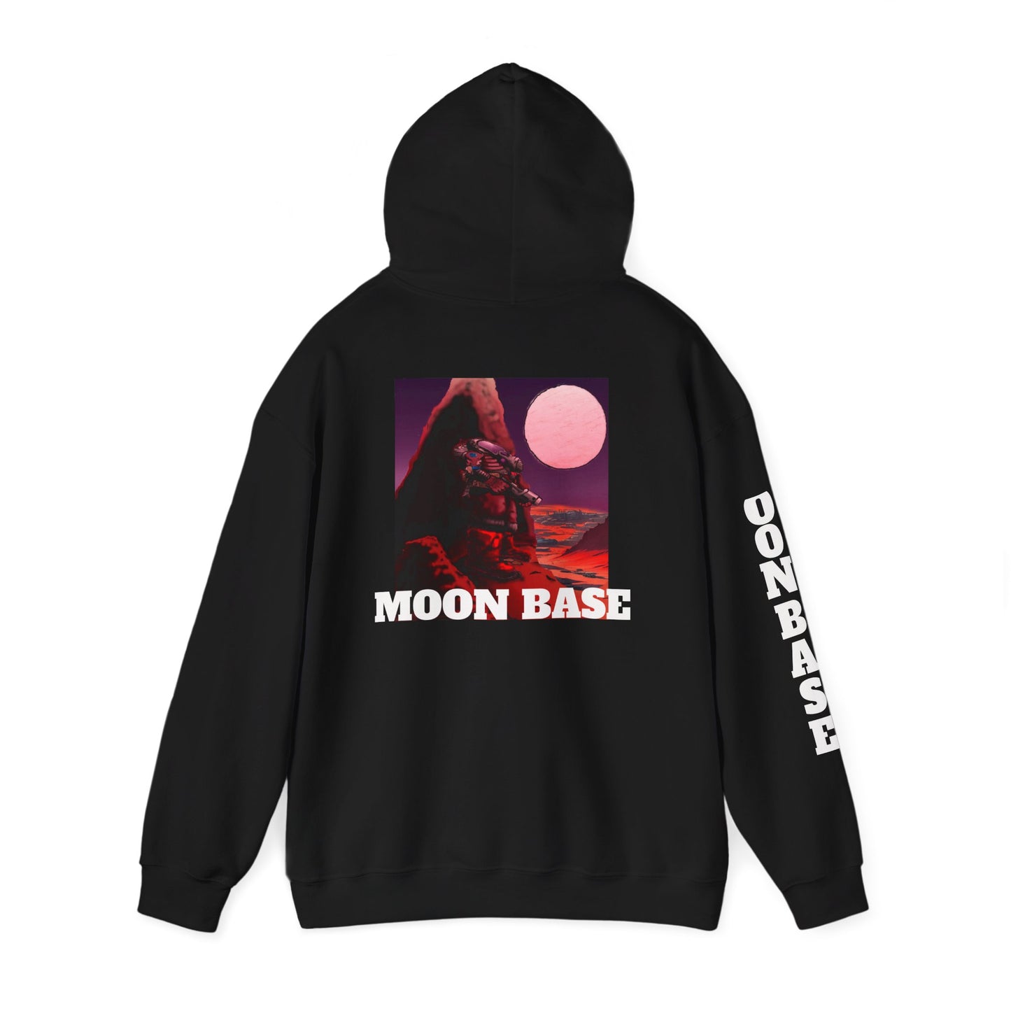 Science Fiction Hoodie - MOON BASE Space Colonist Heavy Blend™ hoodie by Cheshire Moon T-Shirts and Designs