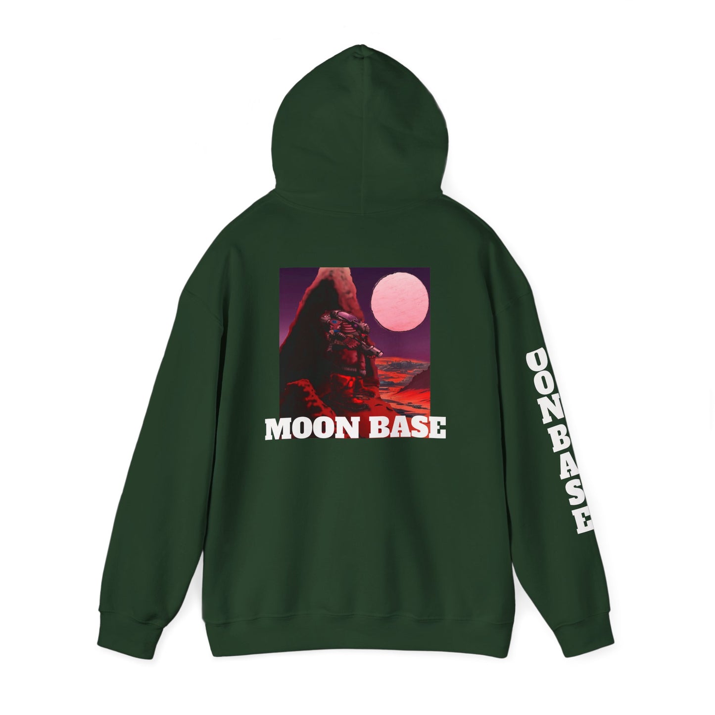 Science Fiction Hoodie - MOON BASE Space Colonist Heavy Blend™ hoodie by Cheshire Moon T-Shirts and Designs