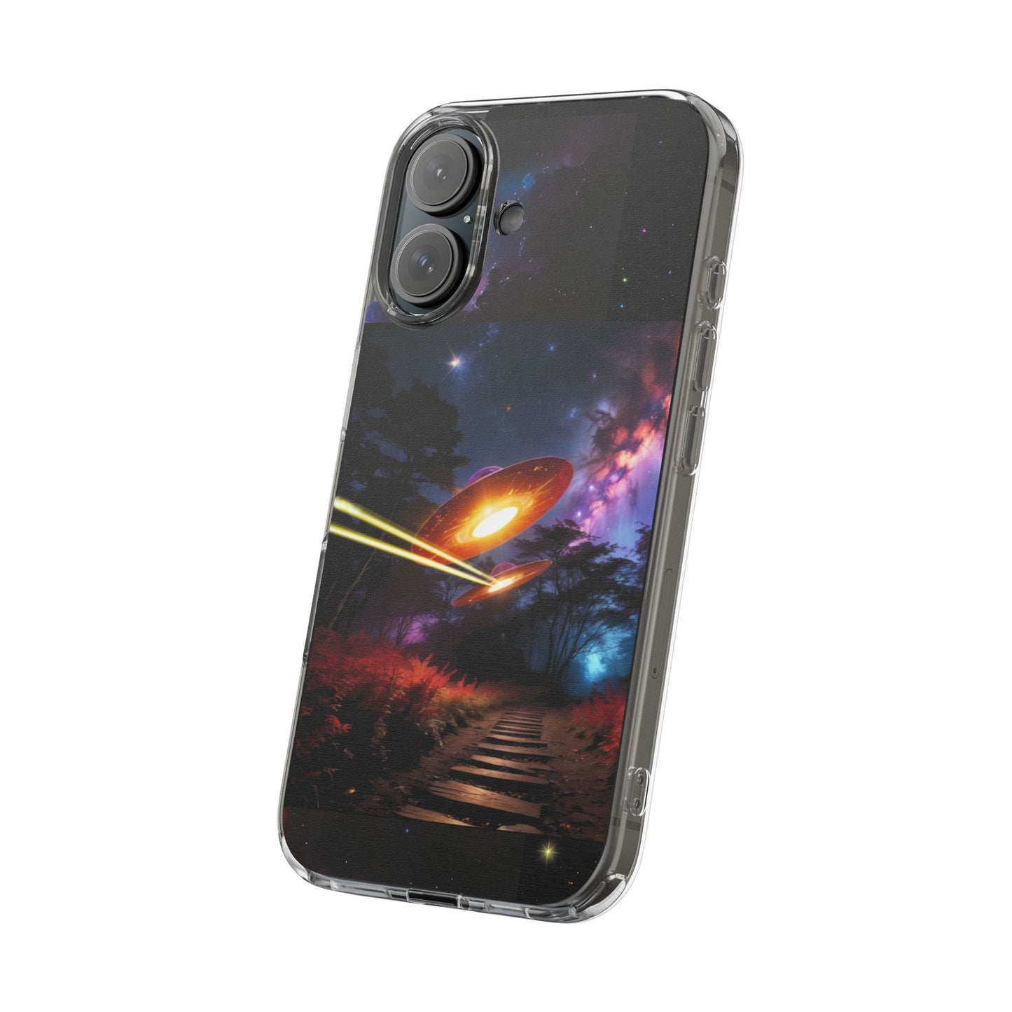 Cosmic Phone Case with 'Saucers' Design Phone Cover, Unique Gift for sci-fi Lovers, Trendy Tech Accessory, Chill Vibe