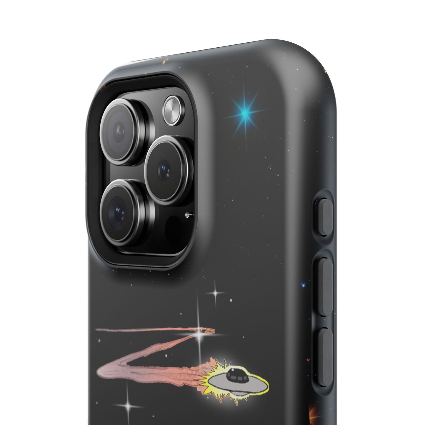 'Flying Saucer' Resistant Phone Case, Galaxy Space Design, Perfect Gift for Sci-Fi Lovers, Unique Phone Protector, Starry Night