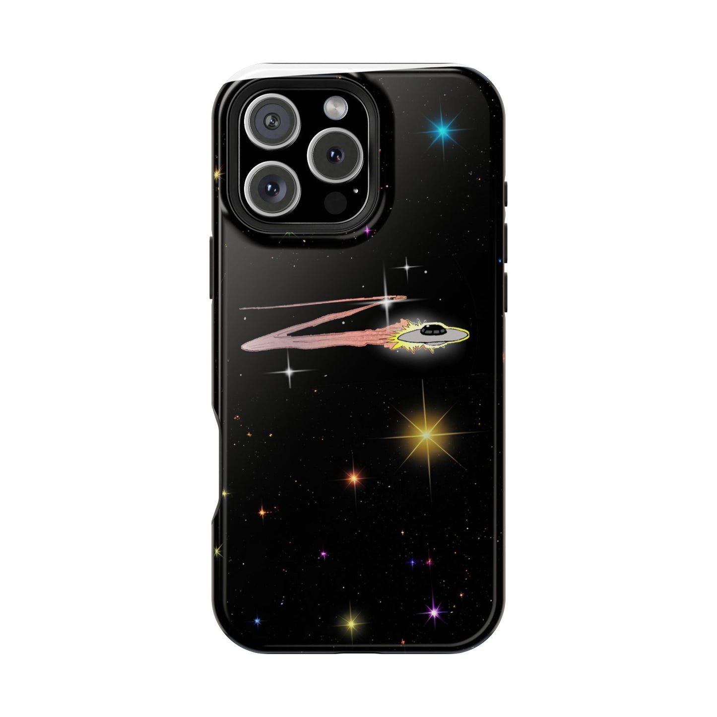 'Flying Saucer' Resistant Phone Case, Galaxy Space Design, Perfect Gift for Sci-Fi Lovers, Unique Phone Protector, Starry Night