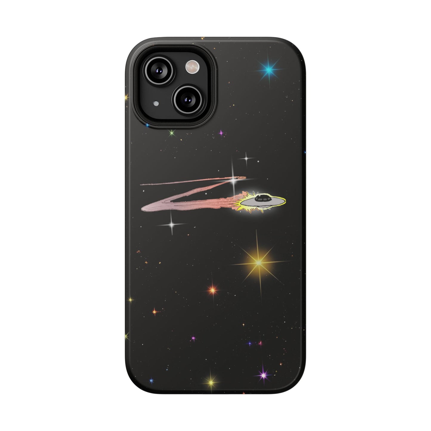 'Flying Saucer' Resistant Phone Case, Galaxy Space Design, Perfect Gift for Sci-Fi Lovers, Unique Phone Protector, Starry Night
