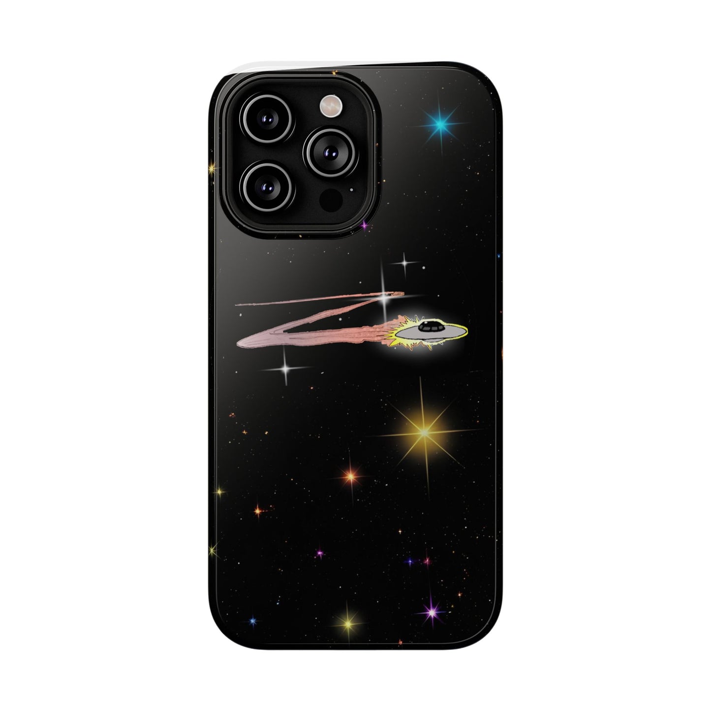 'Flying Saucer' Resistant Phone Case, Galaxy Space Design, Perfect Gift for Sci-Fi Lovers, Unique Phone Protector, Starry Night