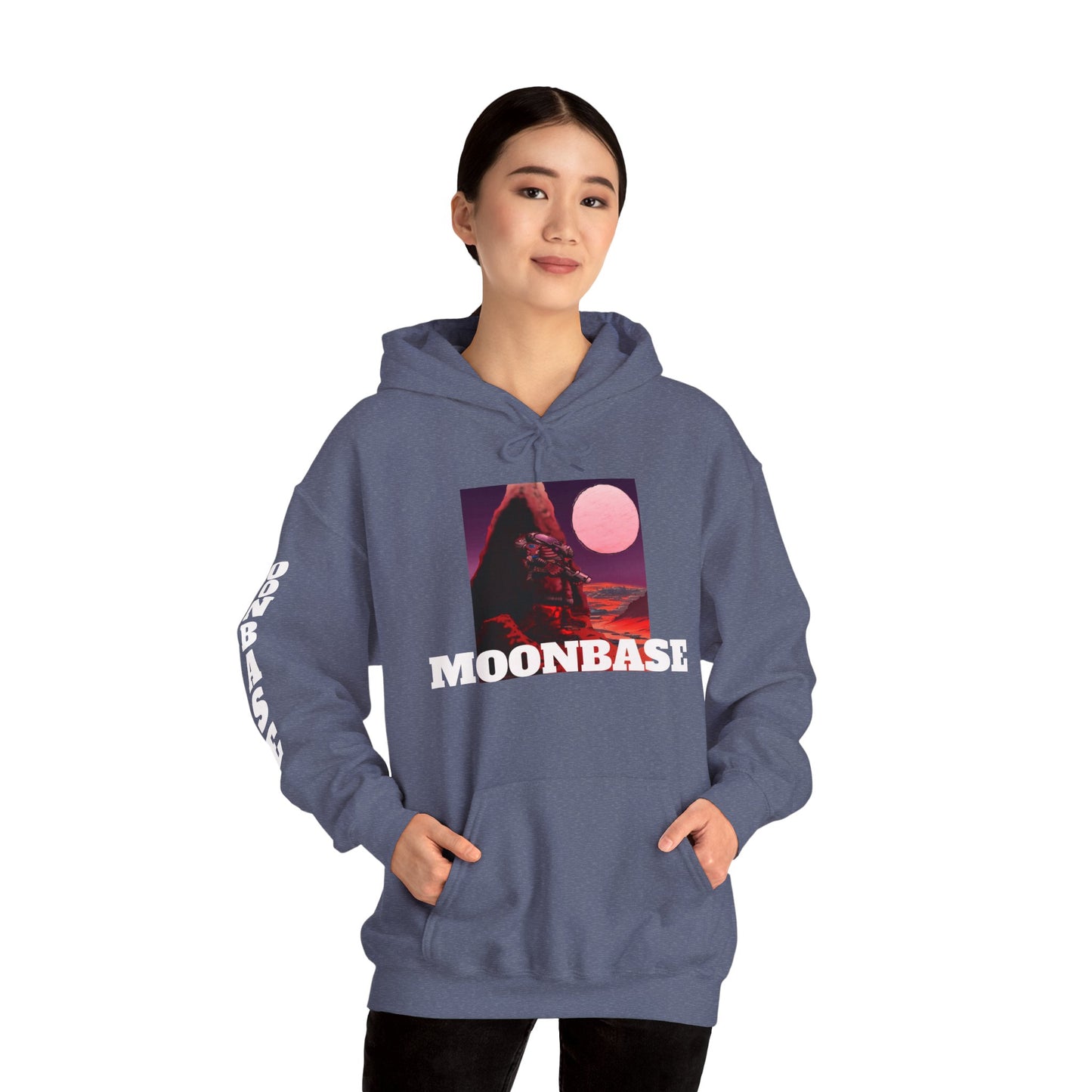 Science Fiction Hoodie - MOON BASE Space Colonist Heavy Blend™ hoodie by Cheshire Moon T-Shirts and Designs