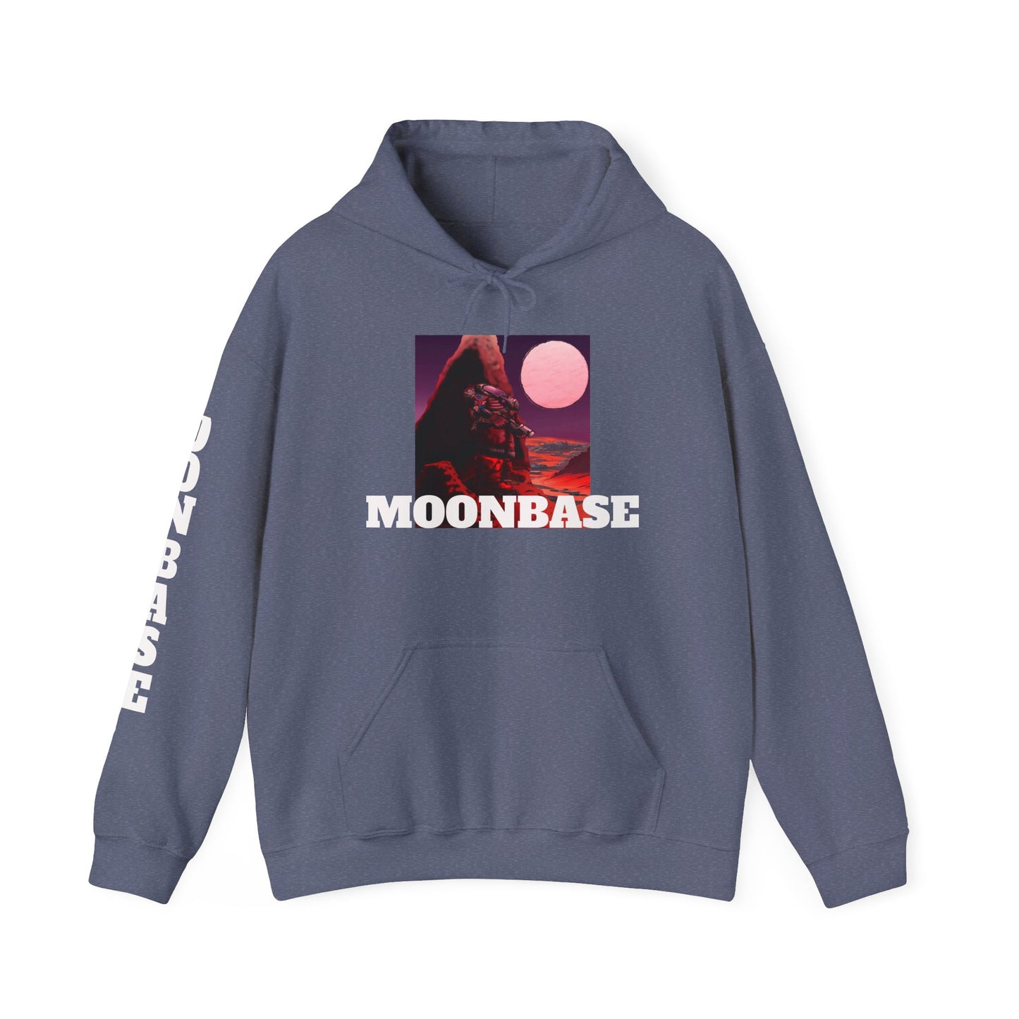 Science Fiction Hoodie - MOON BASE Space Colonist Heavy Blend™ hoodie by Cheshire Moon T-Shirts and Designs