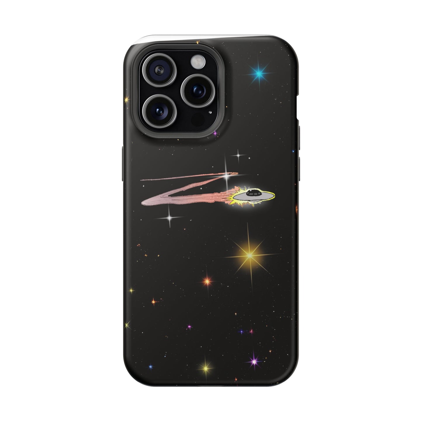 'Flying Saucer' Resistant Phone Case, Galaxy Space Design, Perfect Gift for Sci-Fi Lovers, Unique Phone Protector, Starry Night