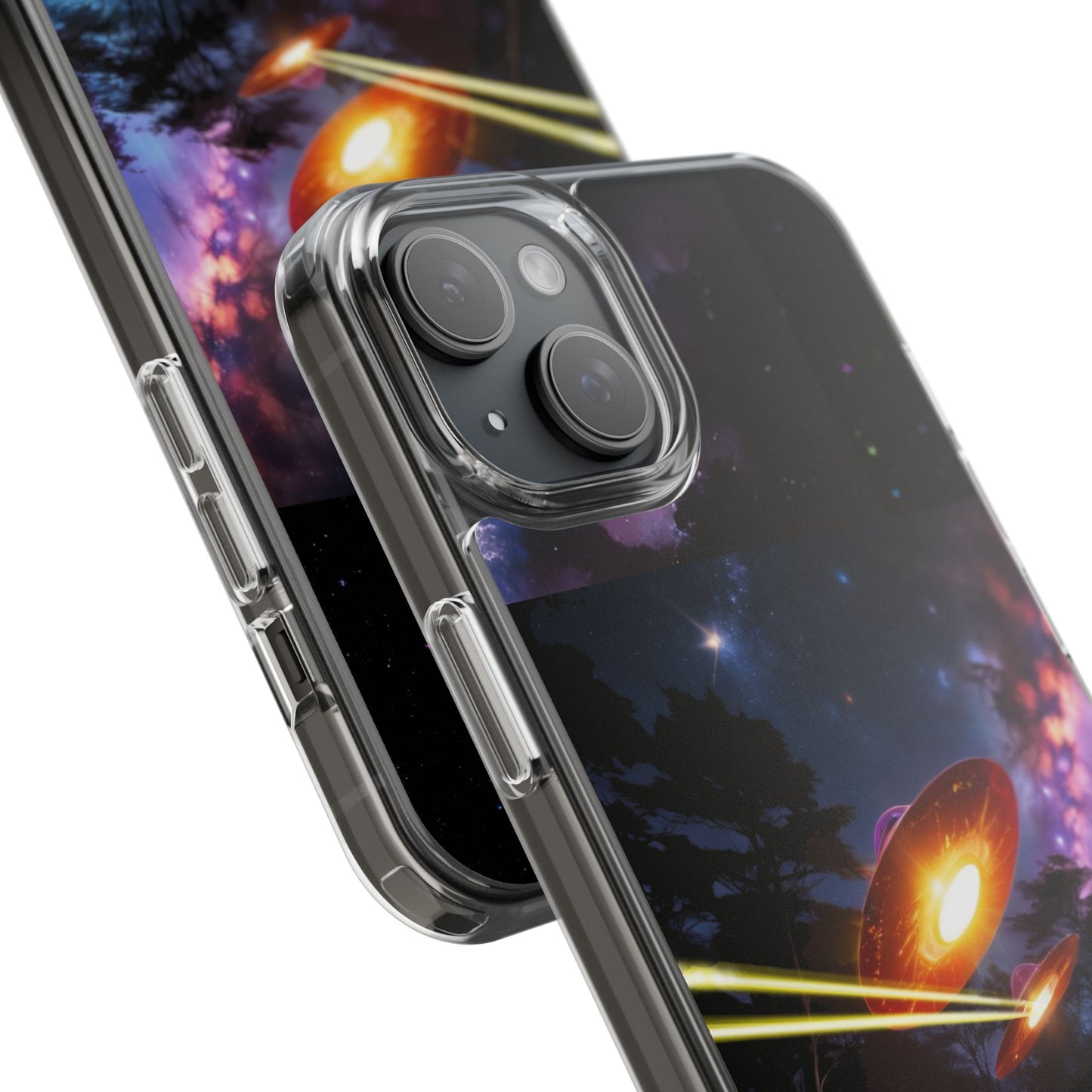Cosmic Phone Case with 'Saucers' Design Phone Cover, Unique Gift for sci-fi Lovers, Trendy Tech Accessory, Chill Vibe