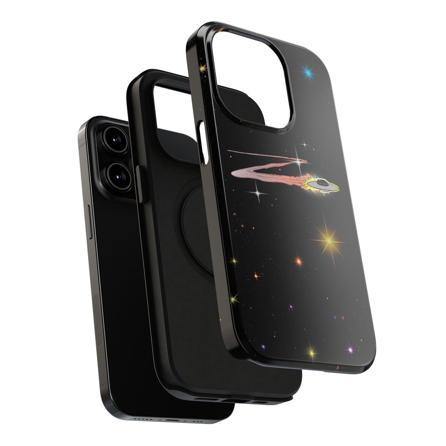 'Flying Saucer' Resistant Phone Case, Galaxy Space Design, Perfect Gift for Sci-Fi Lovers, Unique Phone Protector, Starry Night