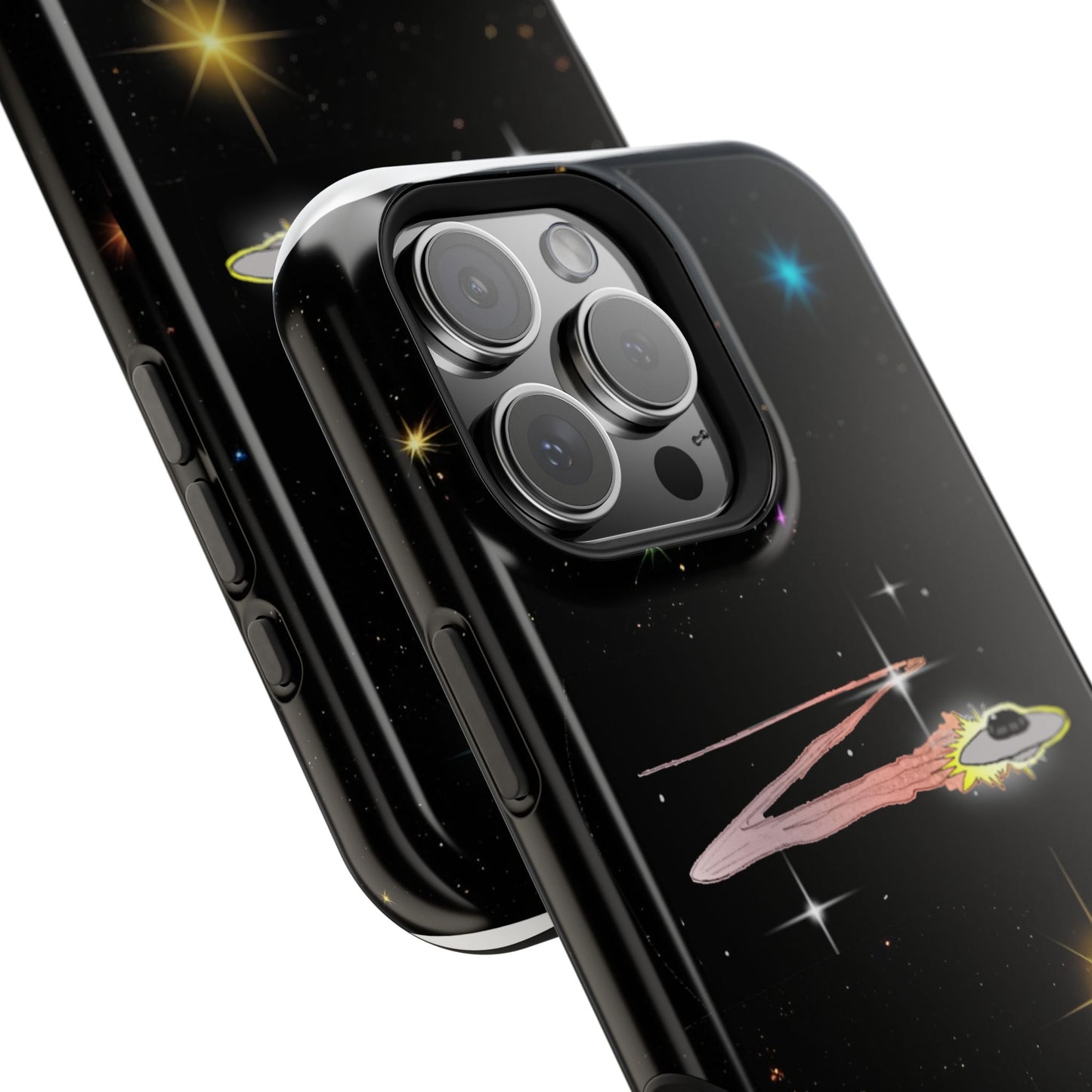 'Flying Saucer' Resistant Phone Case, Galaxy Space Design, Perfect Gift for Sci-Fi Lovers, Unique Phone Protector, Starry Night