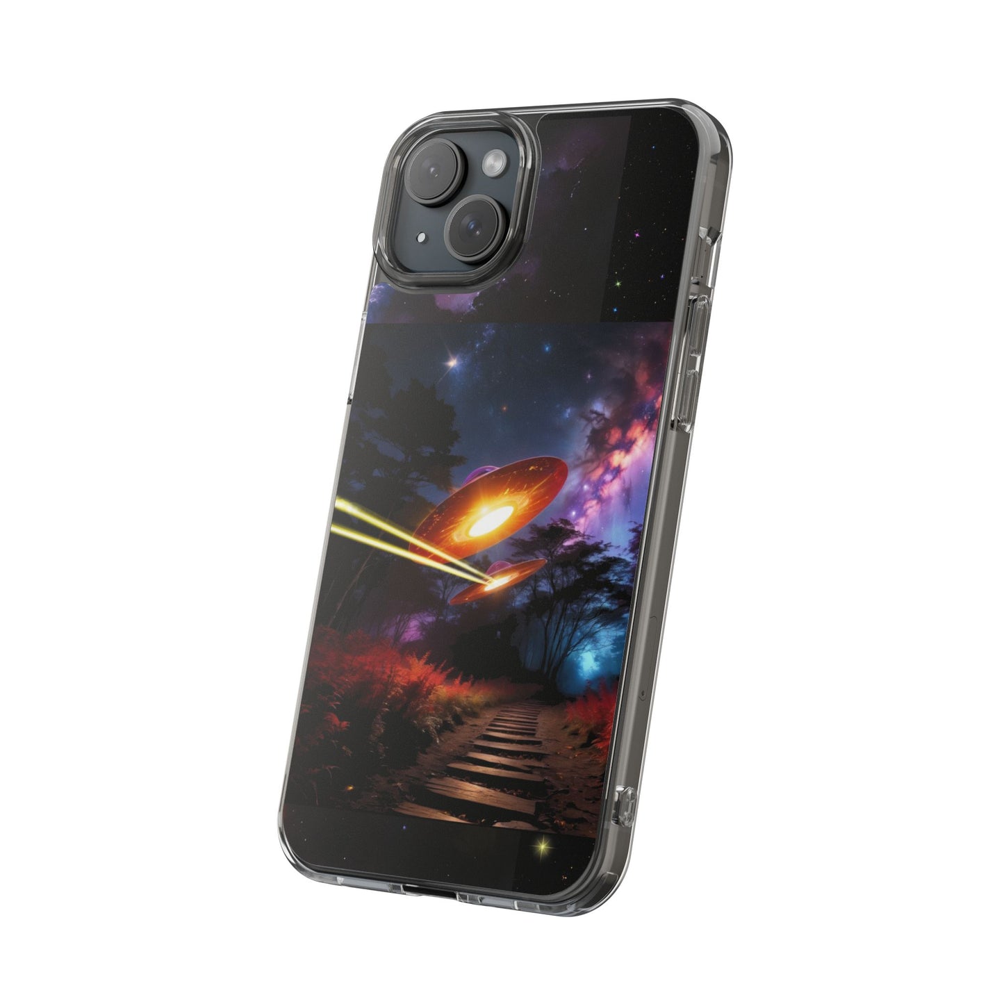 Cosmic Phone Case with 'Saucers' Design Phone Cover, Unique Gift for sci-fi Lovers, Trendy Tech Accessory, Chill Vibe