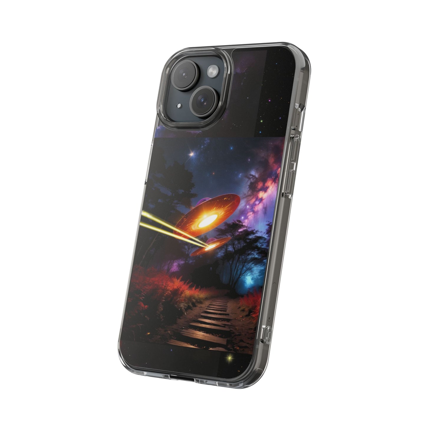 Cosmic Phone Case with 'Saucers' Design Phone Cover, Unique Gift for sci-fi Lovers, Trendy Tech Accessory, Chill Vibe