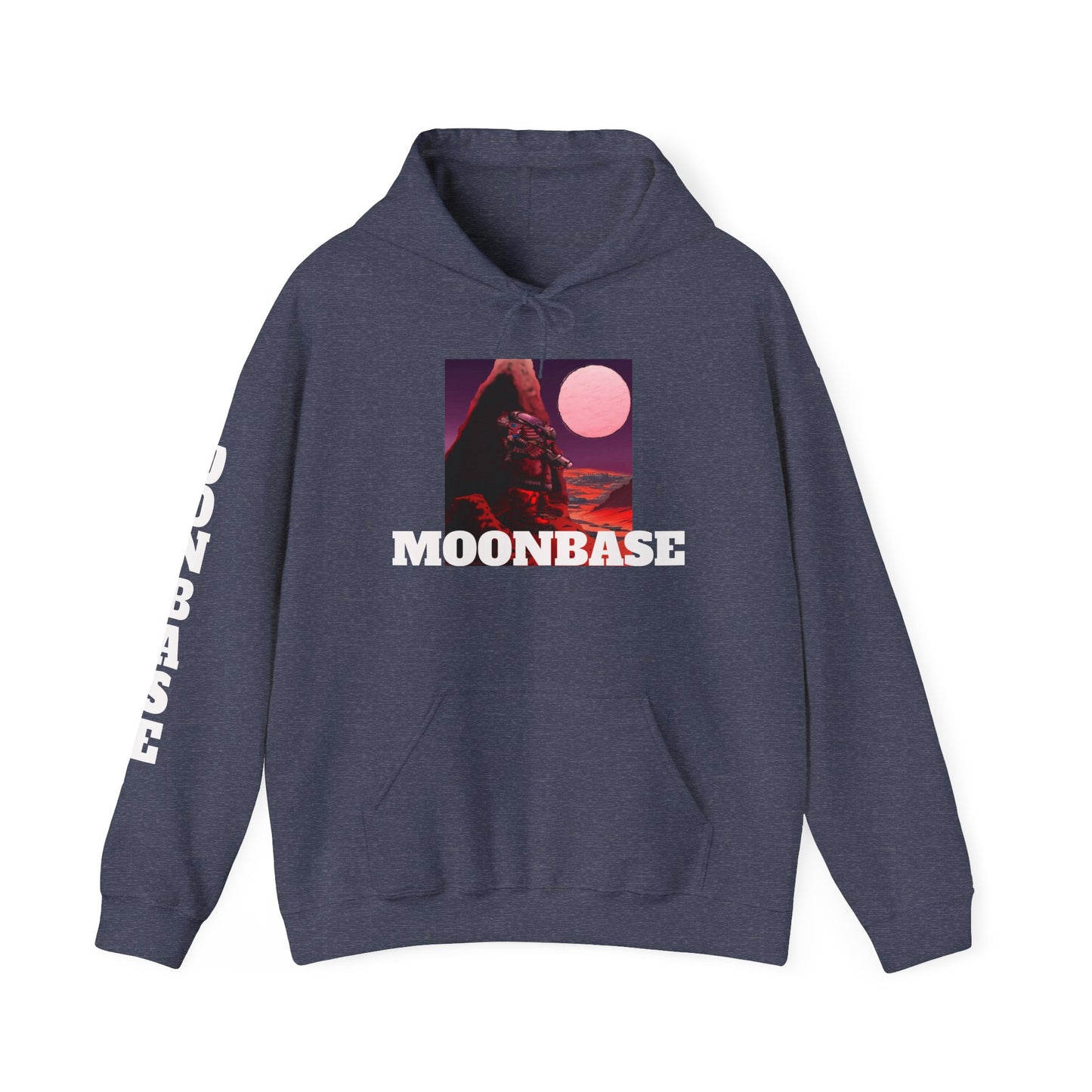 Science Fiction Hoodie - MOON BASE Space Colonist Heavy Blend™ hoodie by Cheshire Moon T-Shirts and Designs