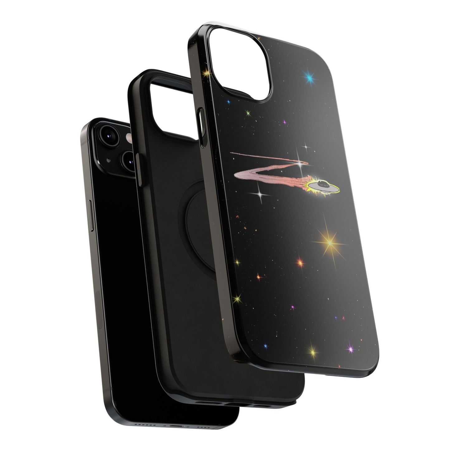 'Flying Saucer' Resistant Phone Case, Galaxy Space Design, Perfect Gift for Sci-Fi Lovers, Unique Phone Protector, Starry Night