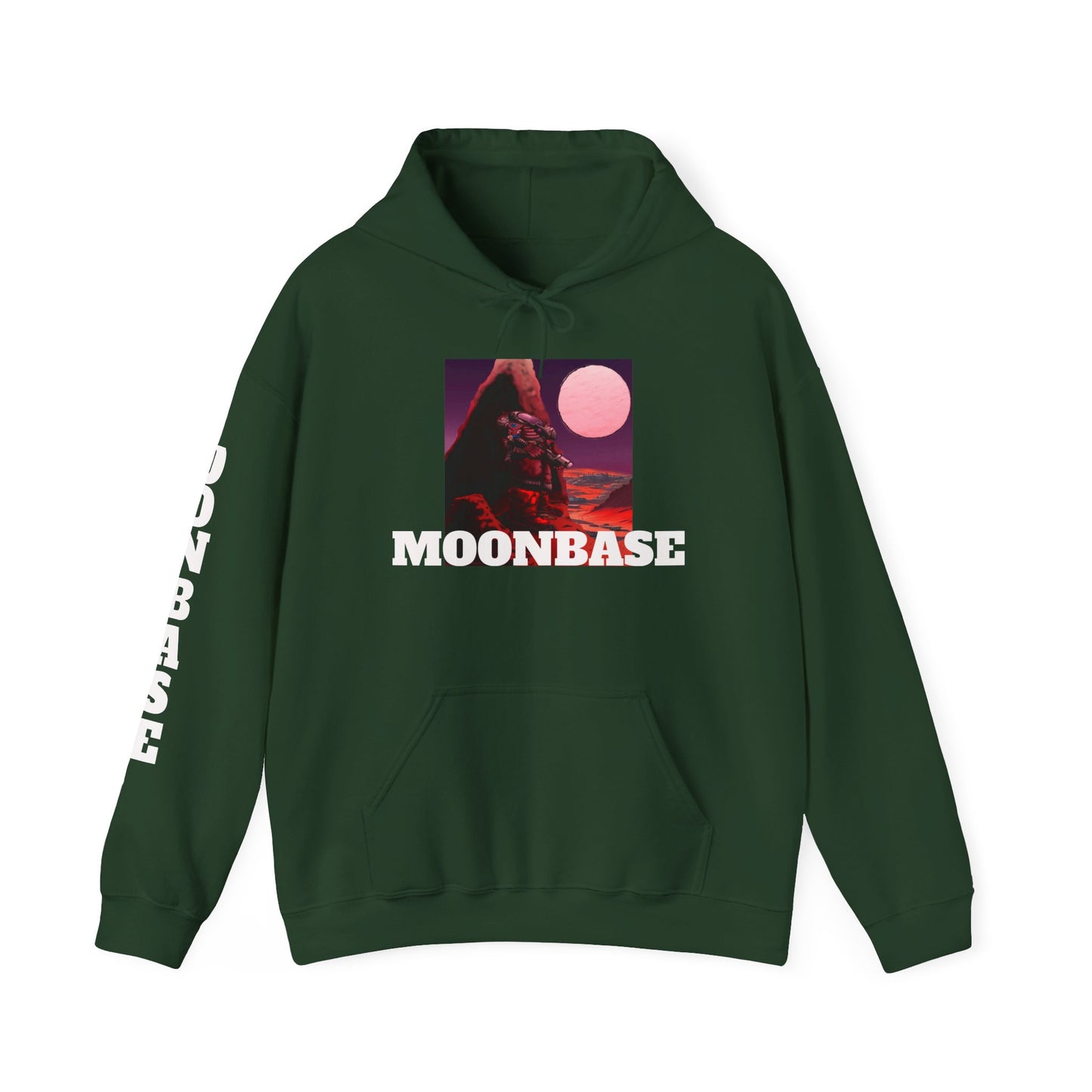 Science Fiction Hoodie - MOON BASE Space Colonist Heavy Blend™ hoodie by Cheshire Moon T-Shirts and Designs