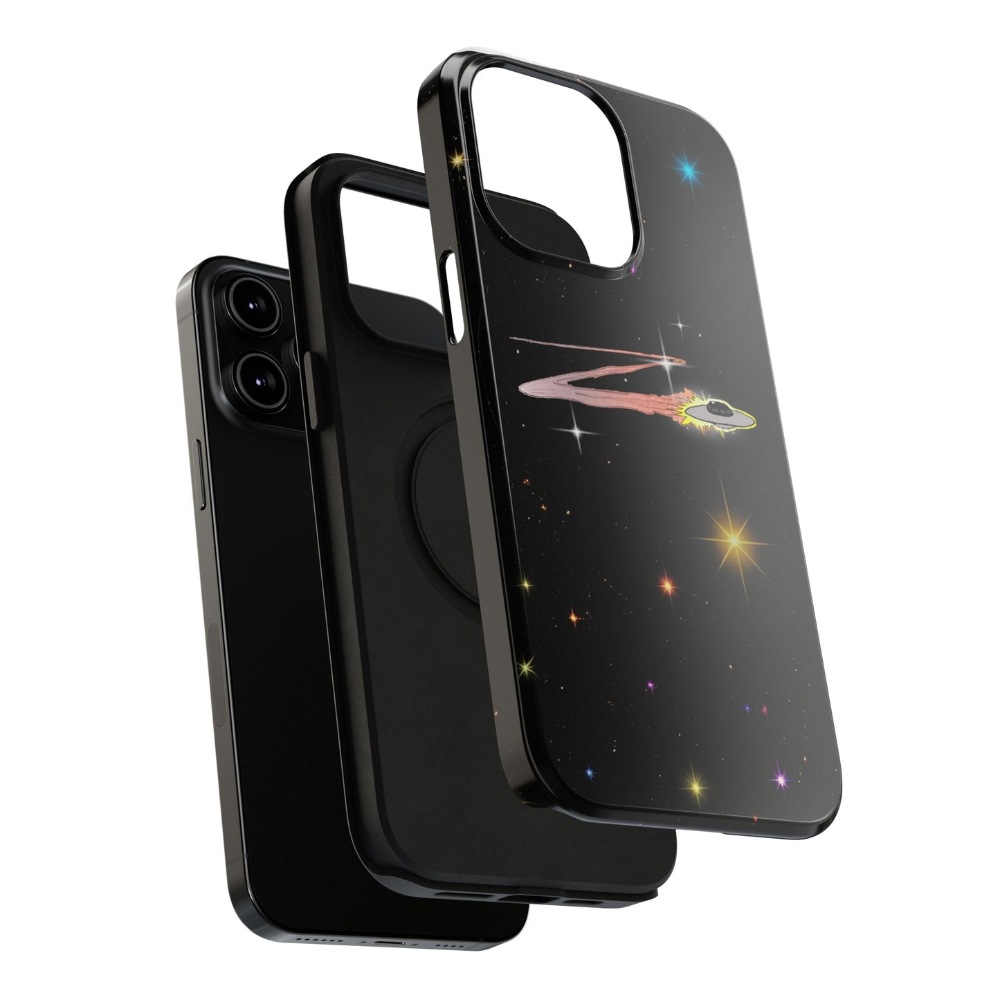 'Flying Saucer' Resistant Phone Case, Galaxy Space Design, Perfect Gift for Sci-Fi Lovers, Unique Phone Protector, Starry Night