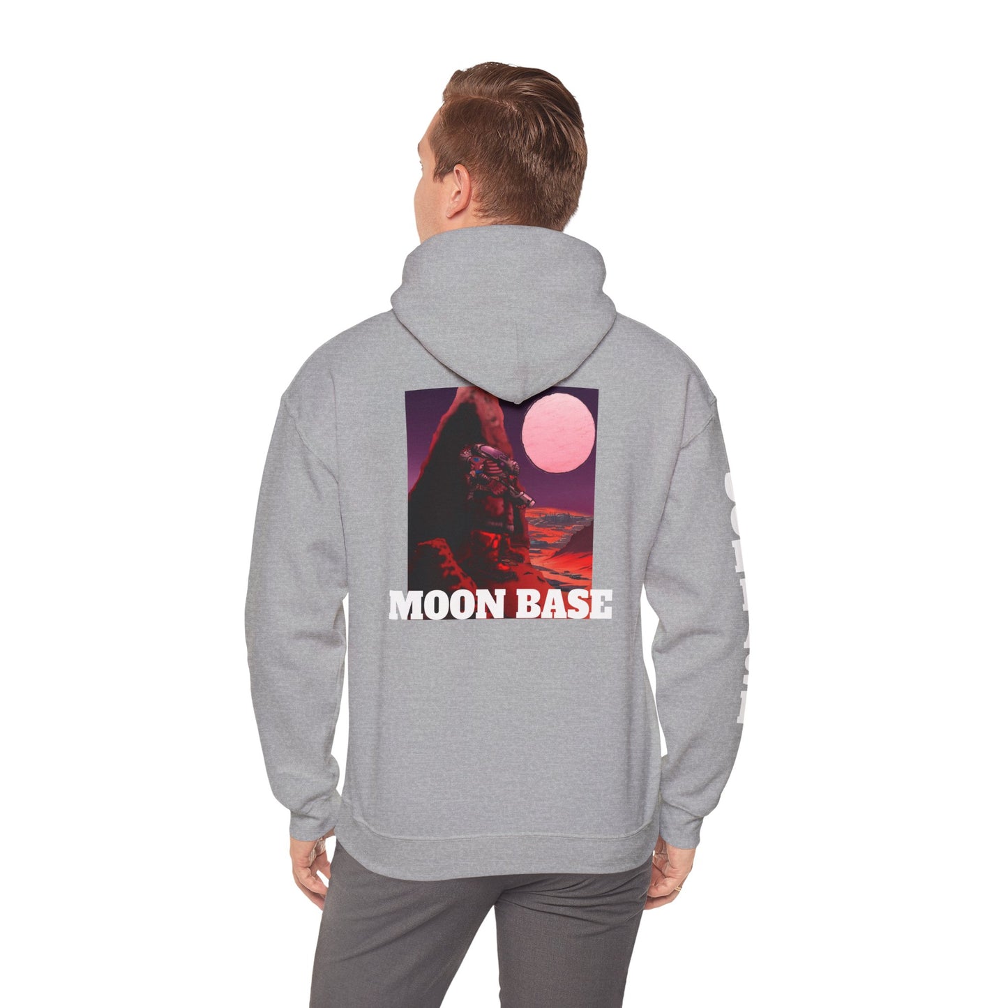 Science Fiction Hoodie - MOON BASE Space Colonist Heavy Blend™ hoodie by Cheshire Moon T-Shirts and Designs