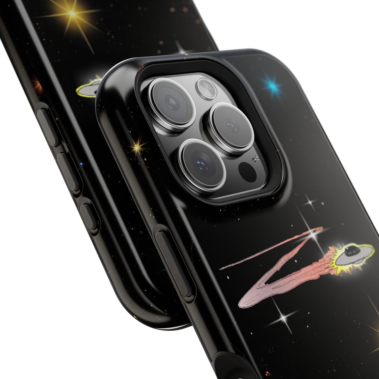 'Flying Saucer' Resistant Phone Case, Galaxy Space Design, Perfect Gift for Sci-Fi Lovers, Unique Phone Protector, Starry Night