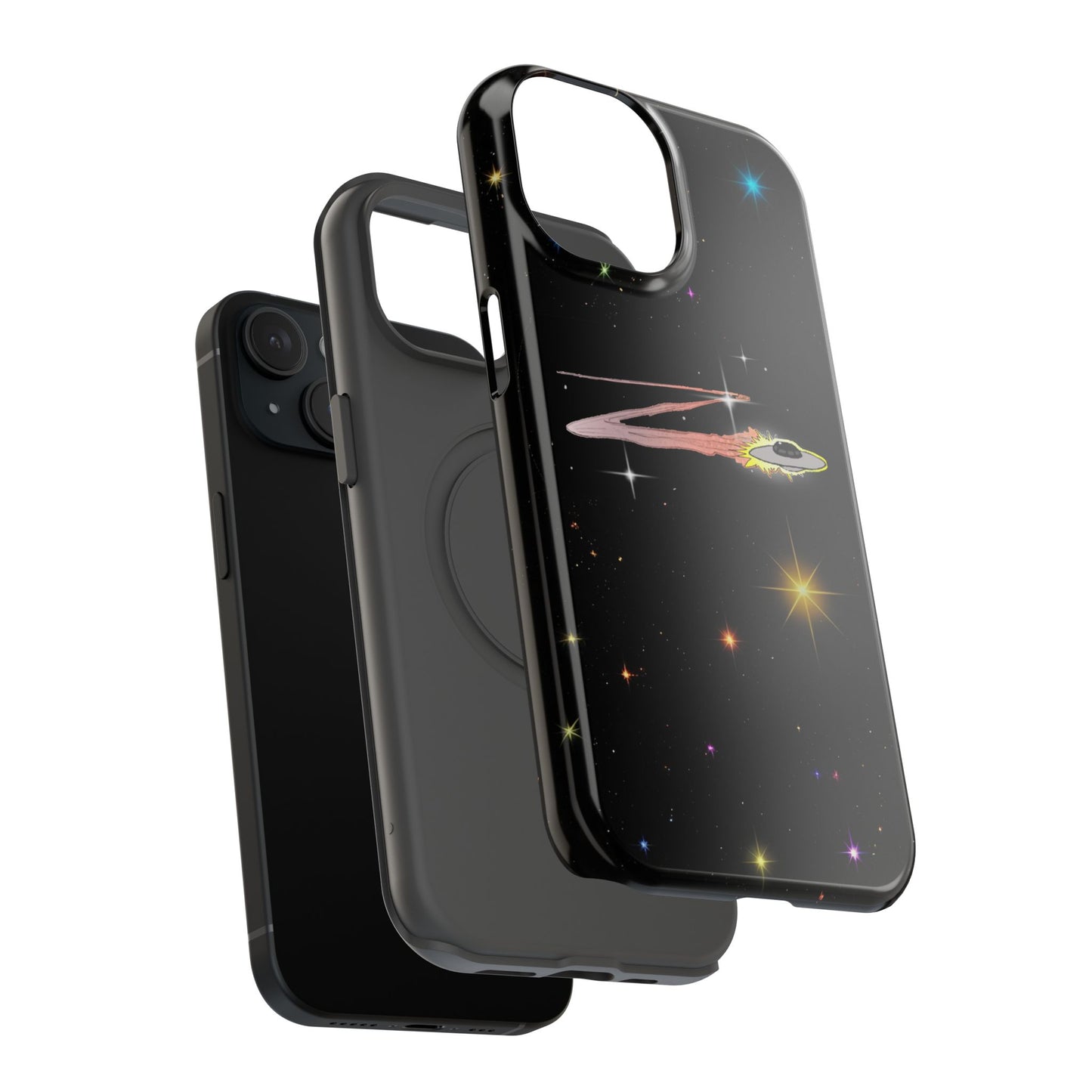 'Flying Saucer' Resistant Phone Case, Galaxy Space Design, Perfect Gift for Sci-Fi Lovers, Unique Phone Protector, Starry Night