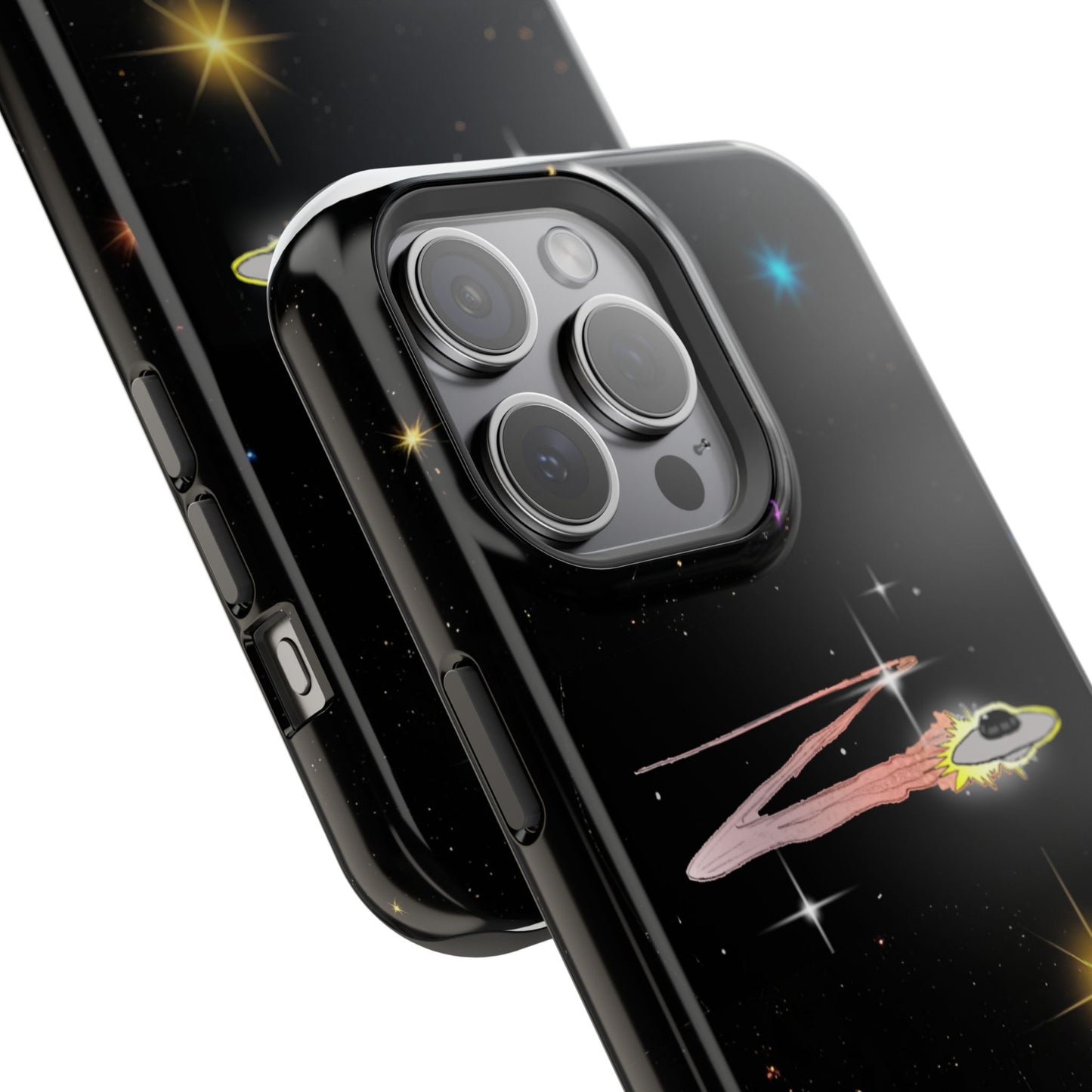 'Flying Saucer' Resistant Phone Case, Galaxy Space Design, Perfect Gift for Sci-Fi Lovers, Unique Phone Protector, Starry Night