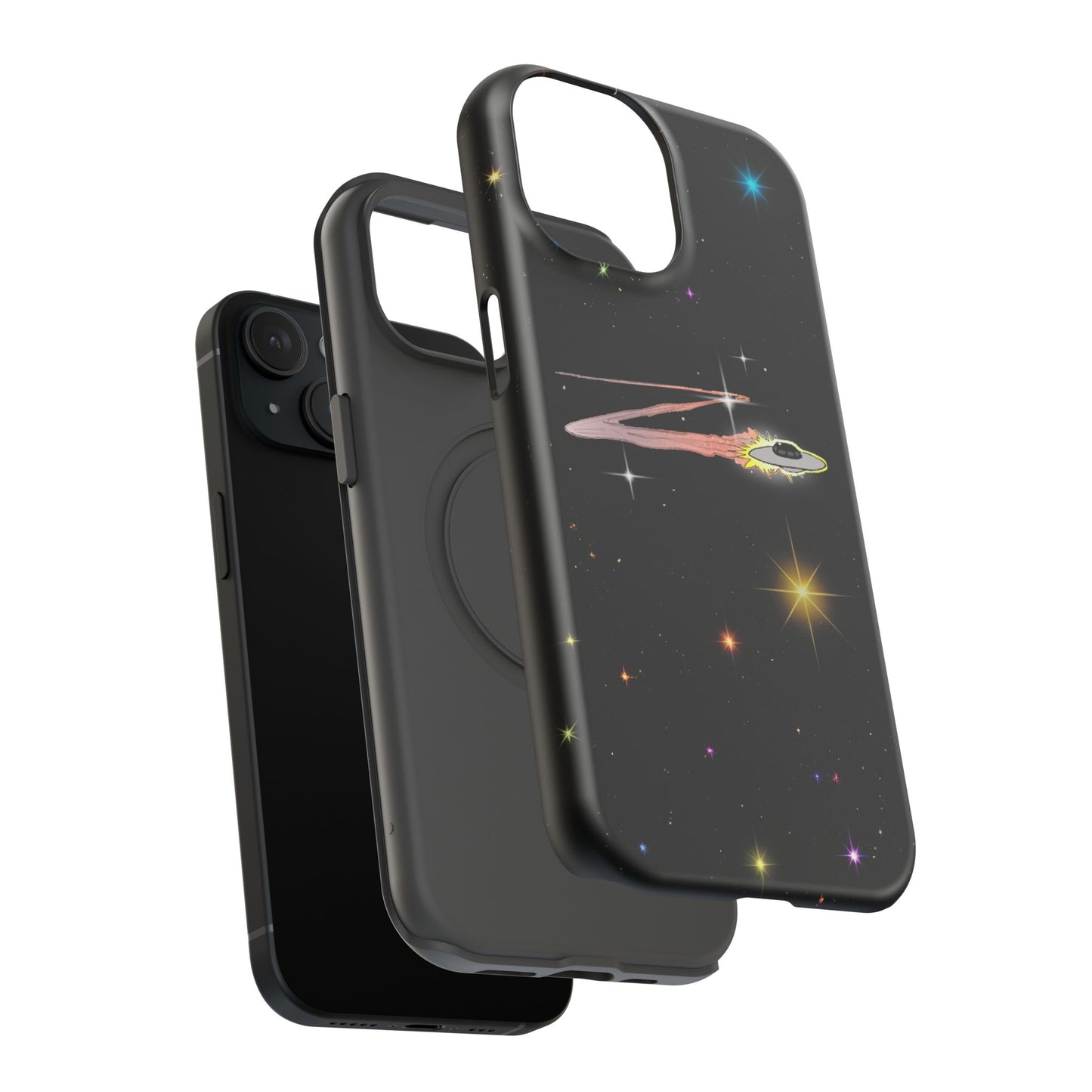 'Flying Saucer' Resistant Phone Case, Galaxy Space Design, Perfect Gift for Sci-Fi Lovers, Unique Phone Protector, Starry Night